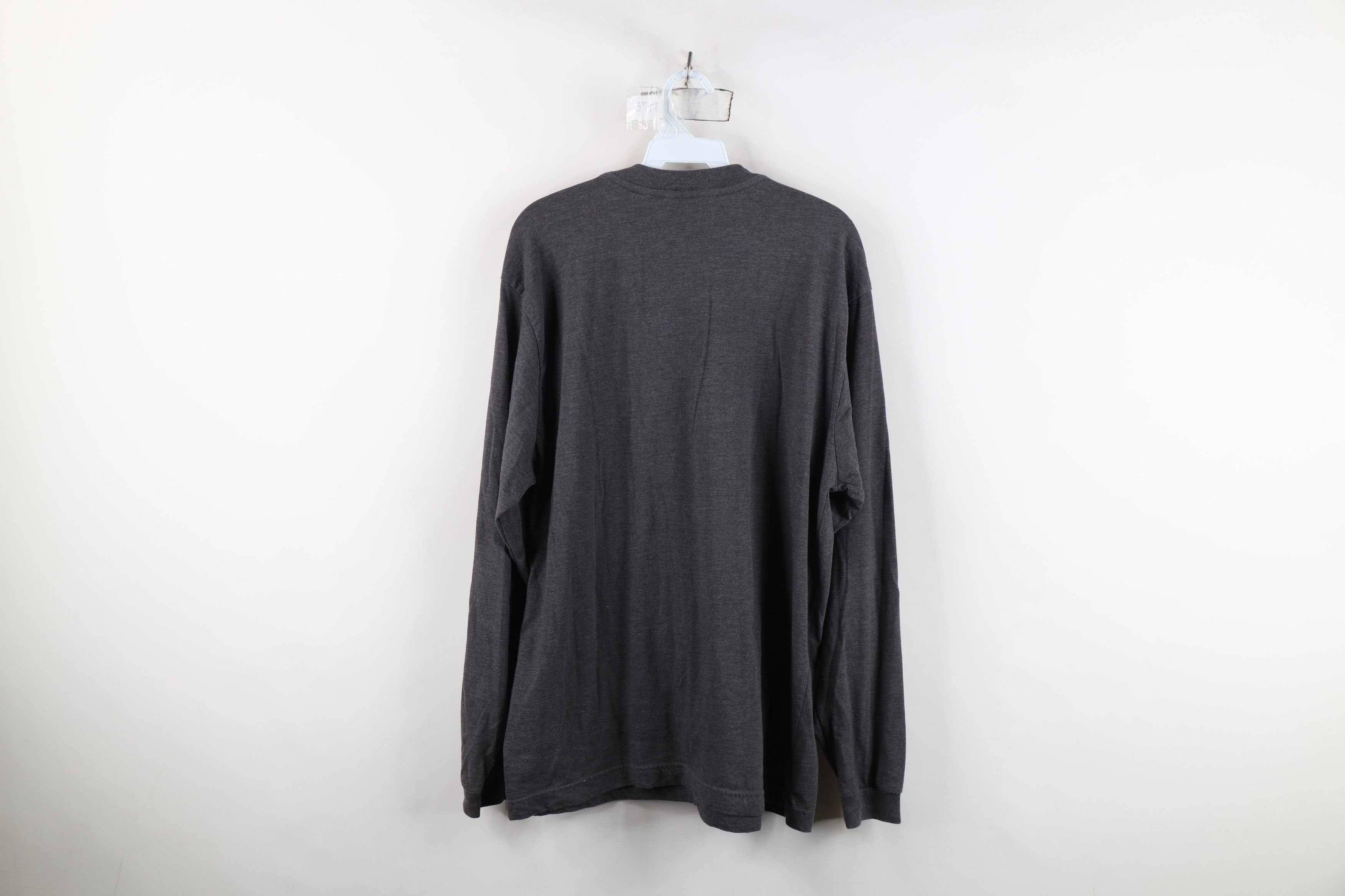 Vintage Vintage 90s Streetwear Blank Long Sleeve Henley T-Shirt Gray Size US L / EU 52-54 / 3 - 9 Thumbnail