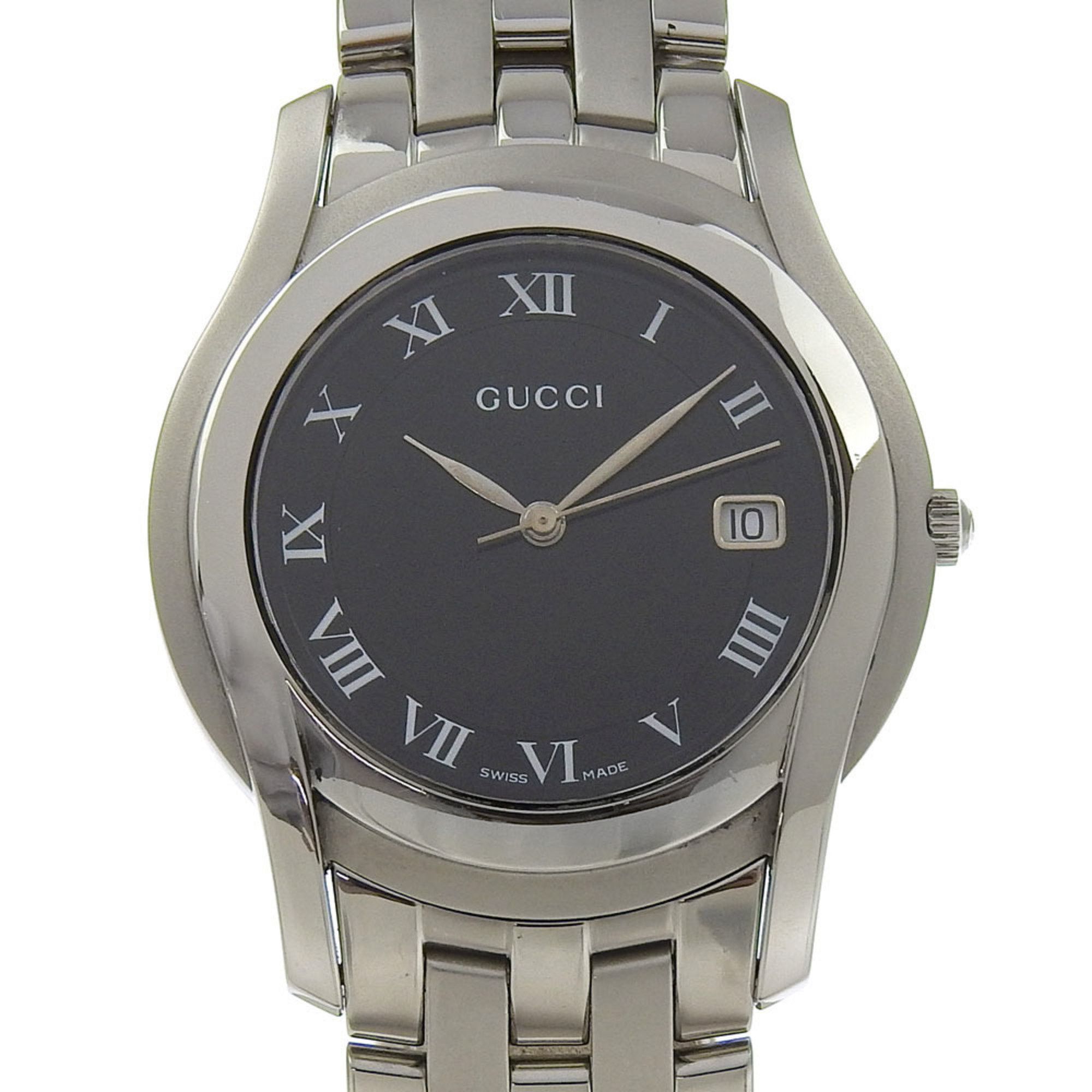 Gucci Gucci Watch 5500M Stainless Steel Quartz Analog Display Black Dial Men's Size ONE SIZE - 1 Thumbnail