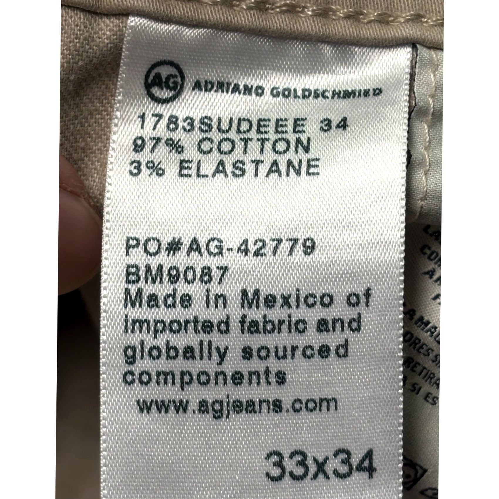 Vintage AG Adriano Goldschmied The Tellis Modern Slim Pants 33x29 Tan Khaki Size US 33 - 7 Thumbnail