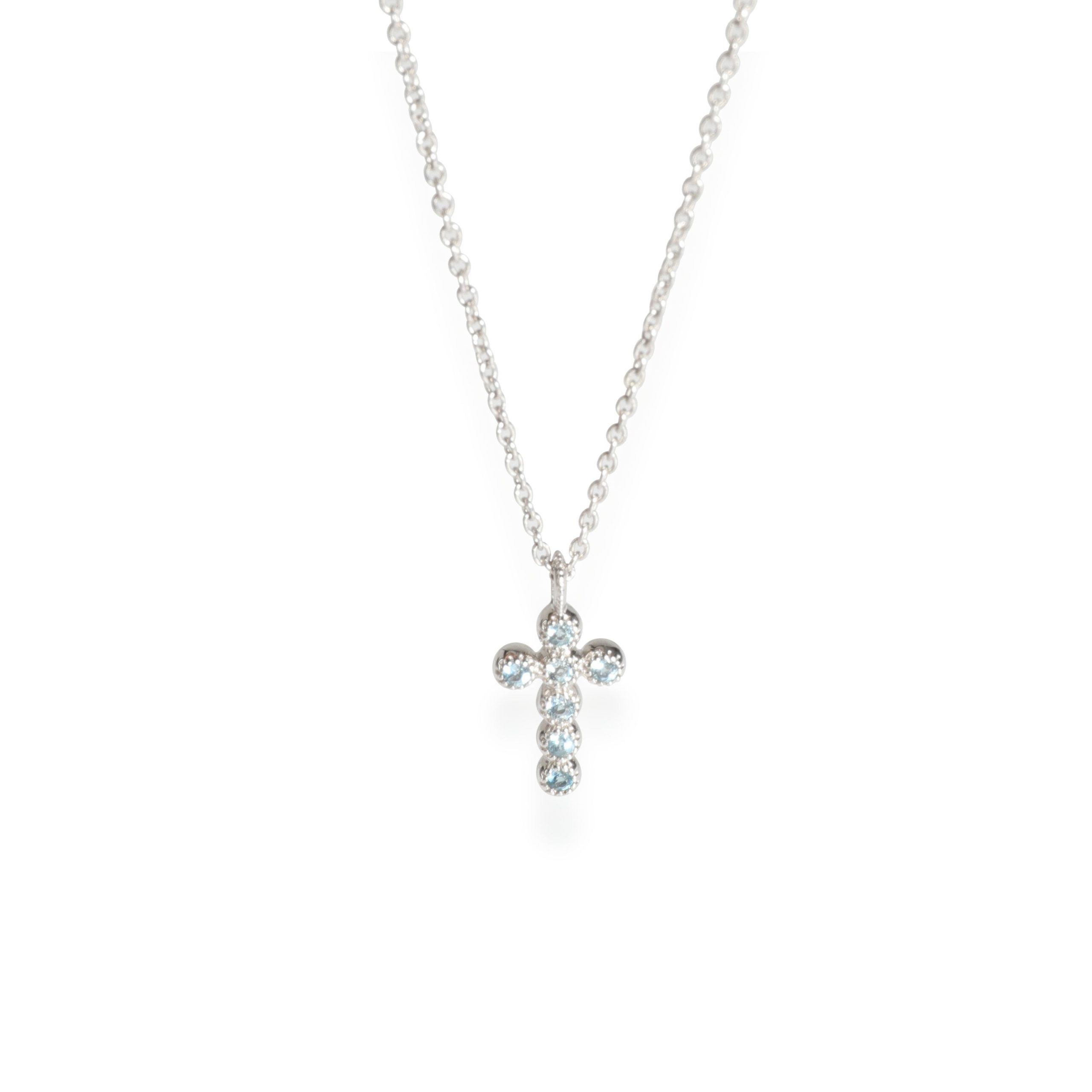 image of Tiffany Co My Story Topaz Small Cross Pendant 14K White Gold, Women's