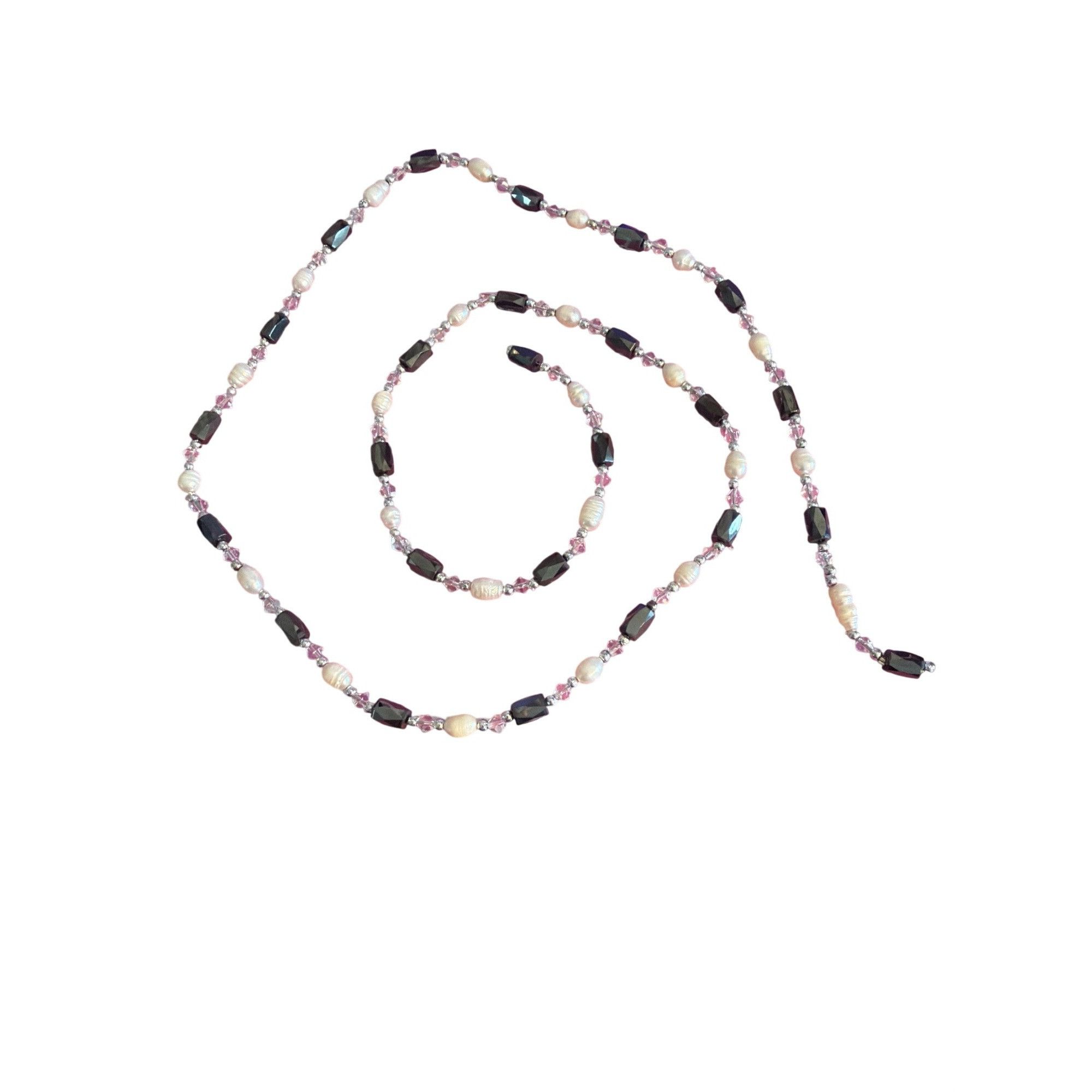 Other Black White Clear Beaded Bracelet Necklace Magnetic Hematite Size ONE SIZE - 1 Thumbnail