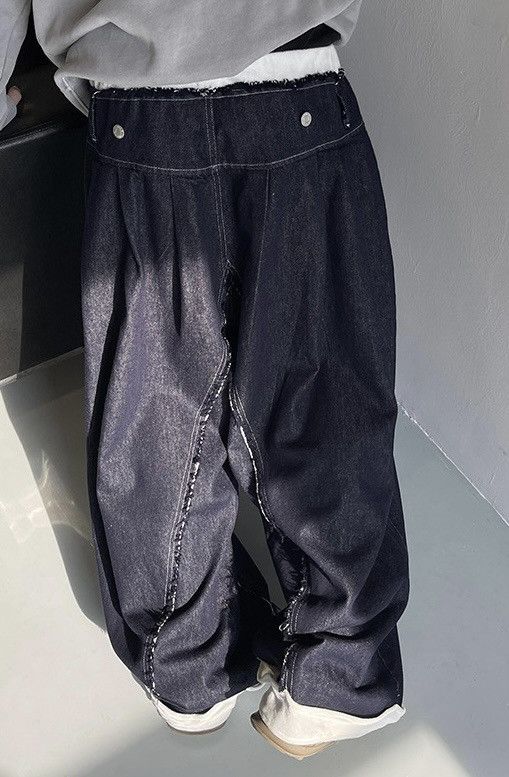 Japanese Brand × Vintage Outdoor cleanfit folded hem distressed pleated baggy jeans Size US 32 / EU 48 - 6 Thumbnail