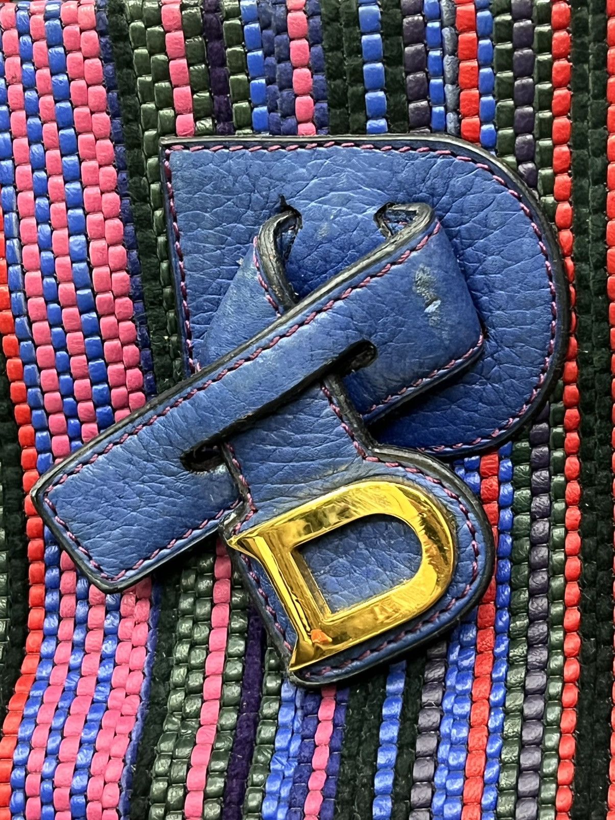 Delvaux RARE🔥Vintage Delvaux Woven Stripe Leather D Charm Bag Size ONE SIZE - 9 Thumbnail