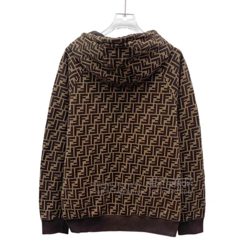 Fendi Fendi Brown Logo Fleur-de-lis Print Cotton Hooded Drawstri Size US S / EU 44-46 / 1 - 2 Thumbnail