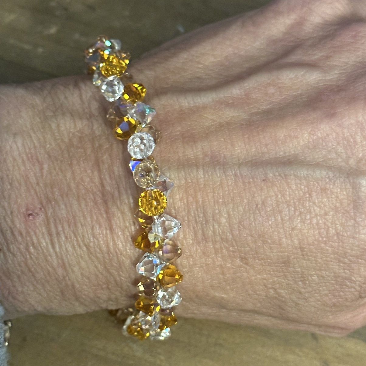 Vintage Vintage Amber and clear crystal bead bracelet Size ONE SIZE - 4 Thumbnail