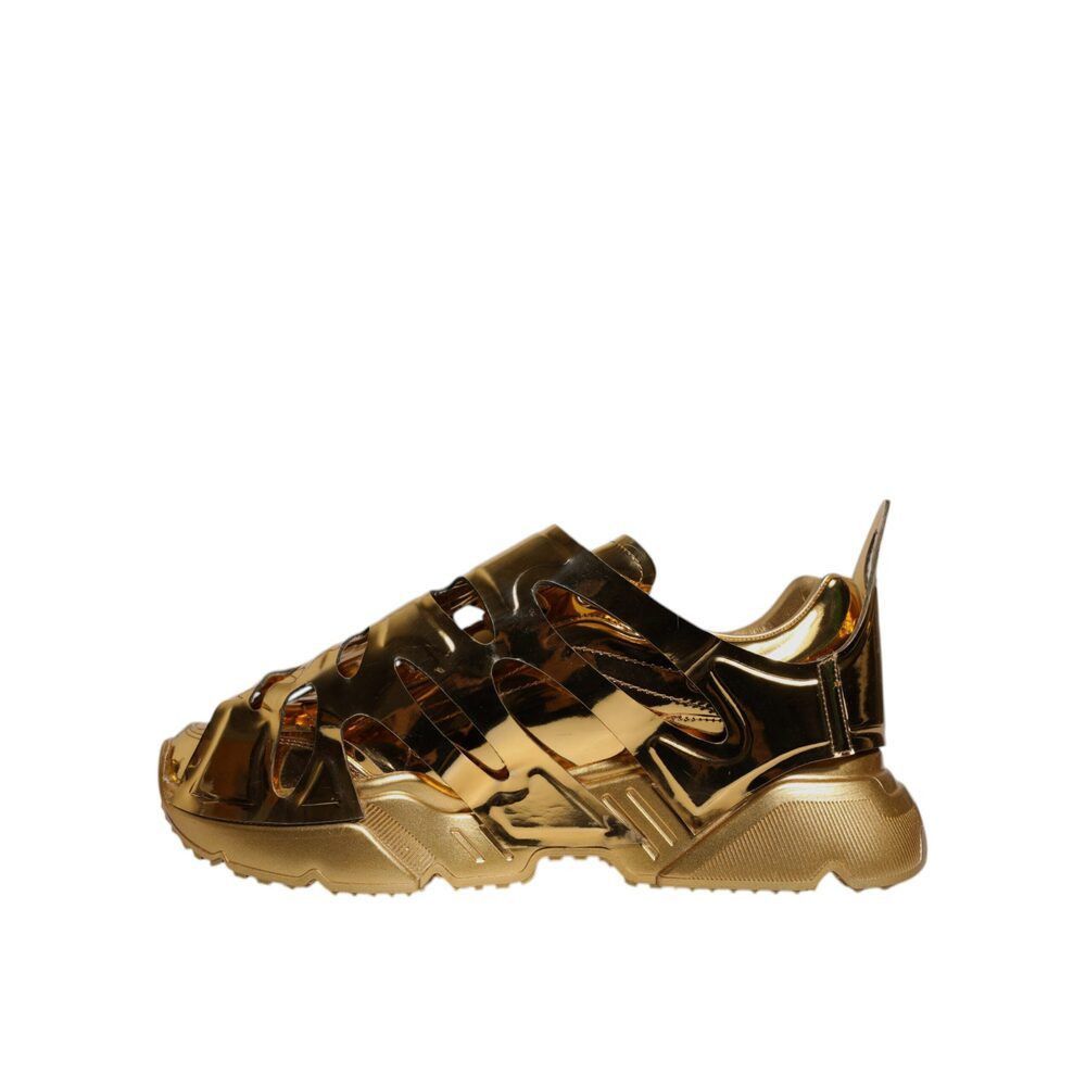 Dolce & Gabbana Dolce & Gabbana Gold Daymaster Leather Low Top Sneakers Shoe Size US 12 / EU 45 - 5 Thumbnail