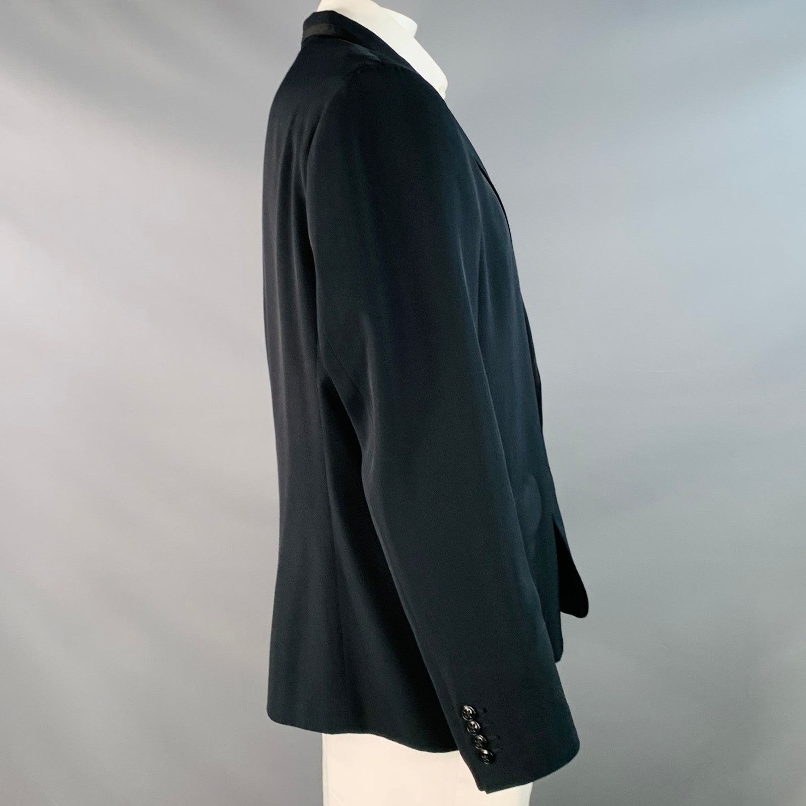 Mr Turk Navy Triacetate Contrast Trim Single Breasted Sport Coat Size 46R - 3 Thumbnail