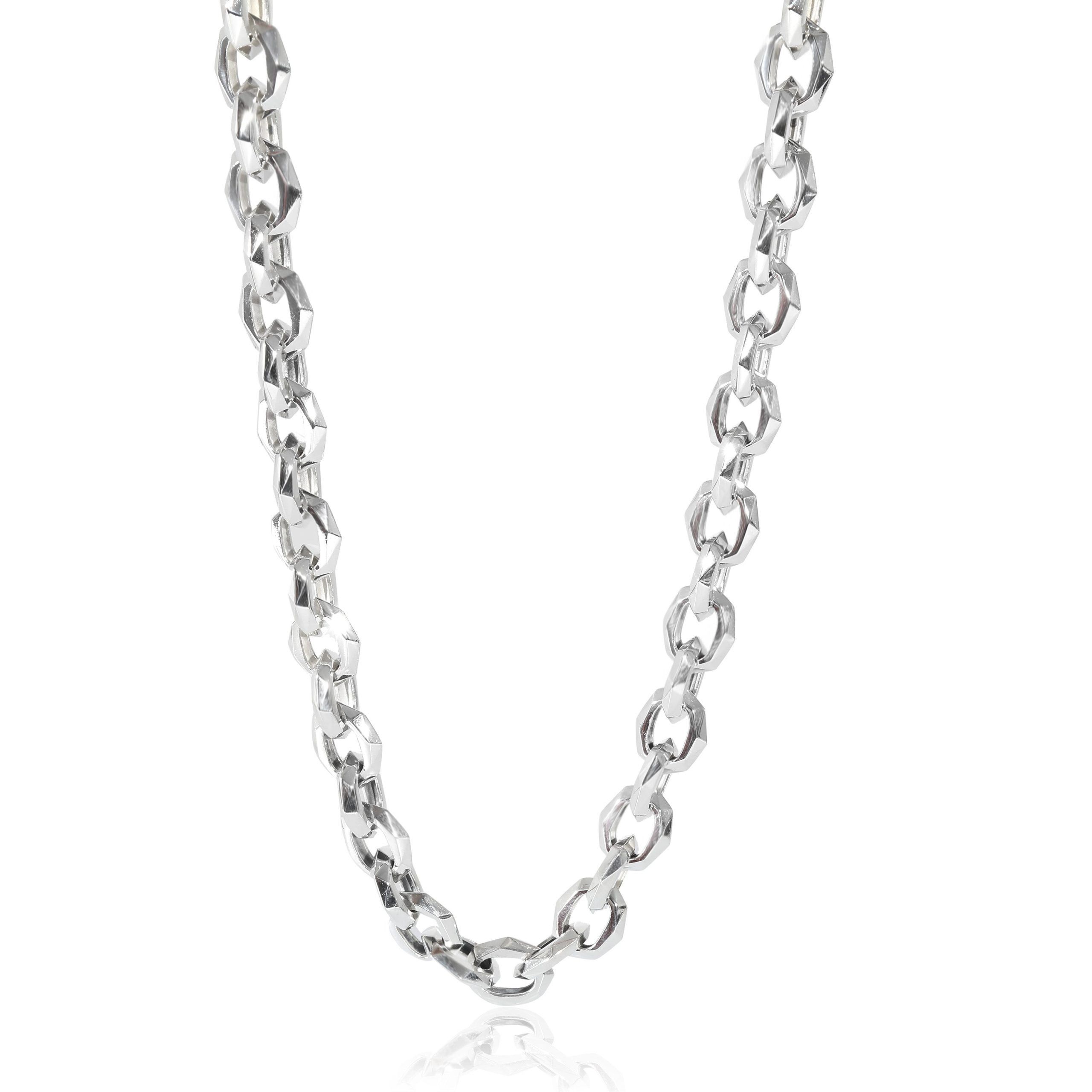 image of David Yurman Torqued Faceted Chain Link Necklace In Sterling Silver, Women's