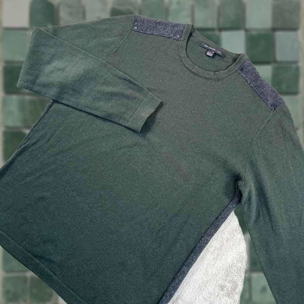 John Varvatos John Varvatos USA Sweater Men M Dark Green Wool Blend Pullover Knit Size US M / EU 48-50 / 2 - 1 Thumbnail
