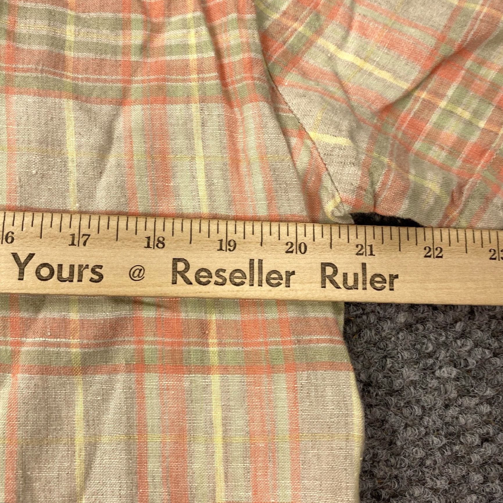 Pendleton VINTAGE Pendleton Shirt Mens Large Peach Green Plaid Linen Short Sleeve Button Front Size US L / EU 52-54 / 3 - 6 Thumbnail