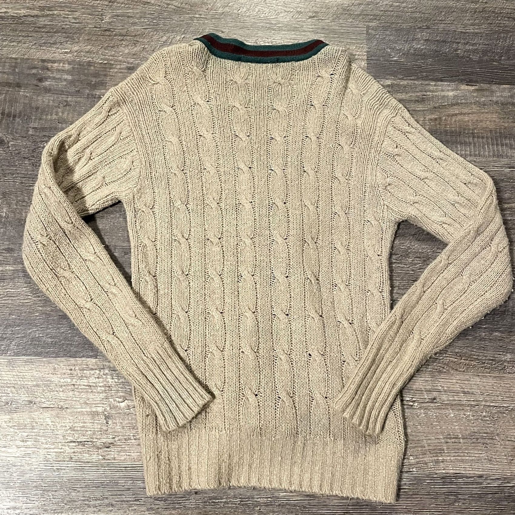 Polo Ralph Lauren VINTAGE Polo Ralph Lauren Badge Cardigan Sweater L Mens Beige Wool Silk Stadium Scribble 90s Flag Decade/Cardigan/Beige/Men/L Size US L / EU 52-54 / 3 - 4 Thumbnail