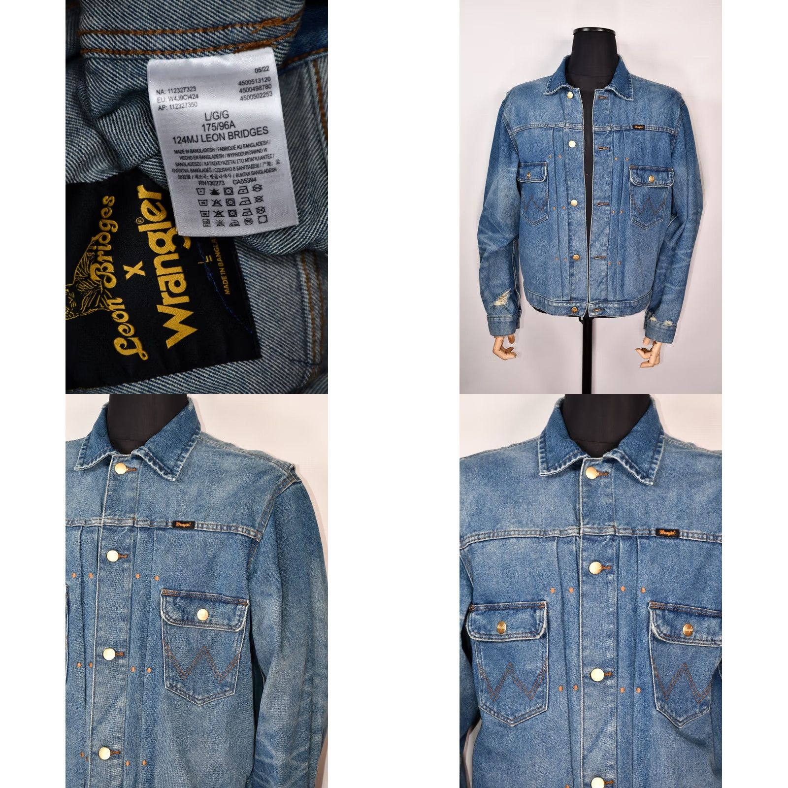 Wrangler WRANGLER MR. WRANGLER Denim Jacket Worn Indigo L Wrangler X Leon Bridges - Jacket, Men, Size L, Blue, Casual, Regular Fit Size US L / EU 52-54 / 3 - 8 Thumbnail