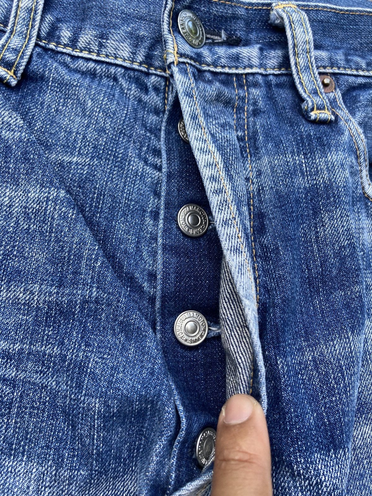 Yohji Yamamoto Yohji Yamamoto Blue Faded Hige Selvedge Denim Jeans Size US 32 / EU 48 - 9 Thumbnail