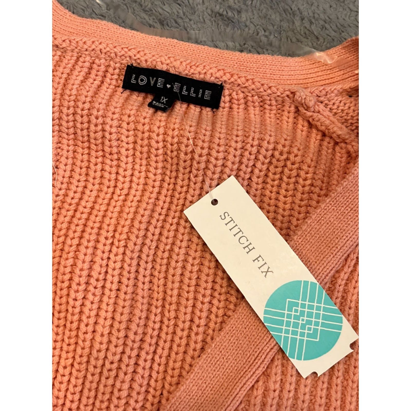 Vintage Love Ellie Cardigan Sweater Womens 1X Peach Long Sleeve V-Neck Button Front Size XL / US 12-14 / IT 48-50 - 2 Thumbnail