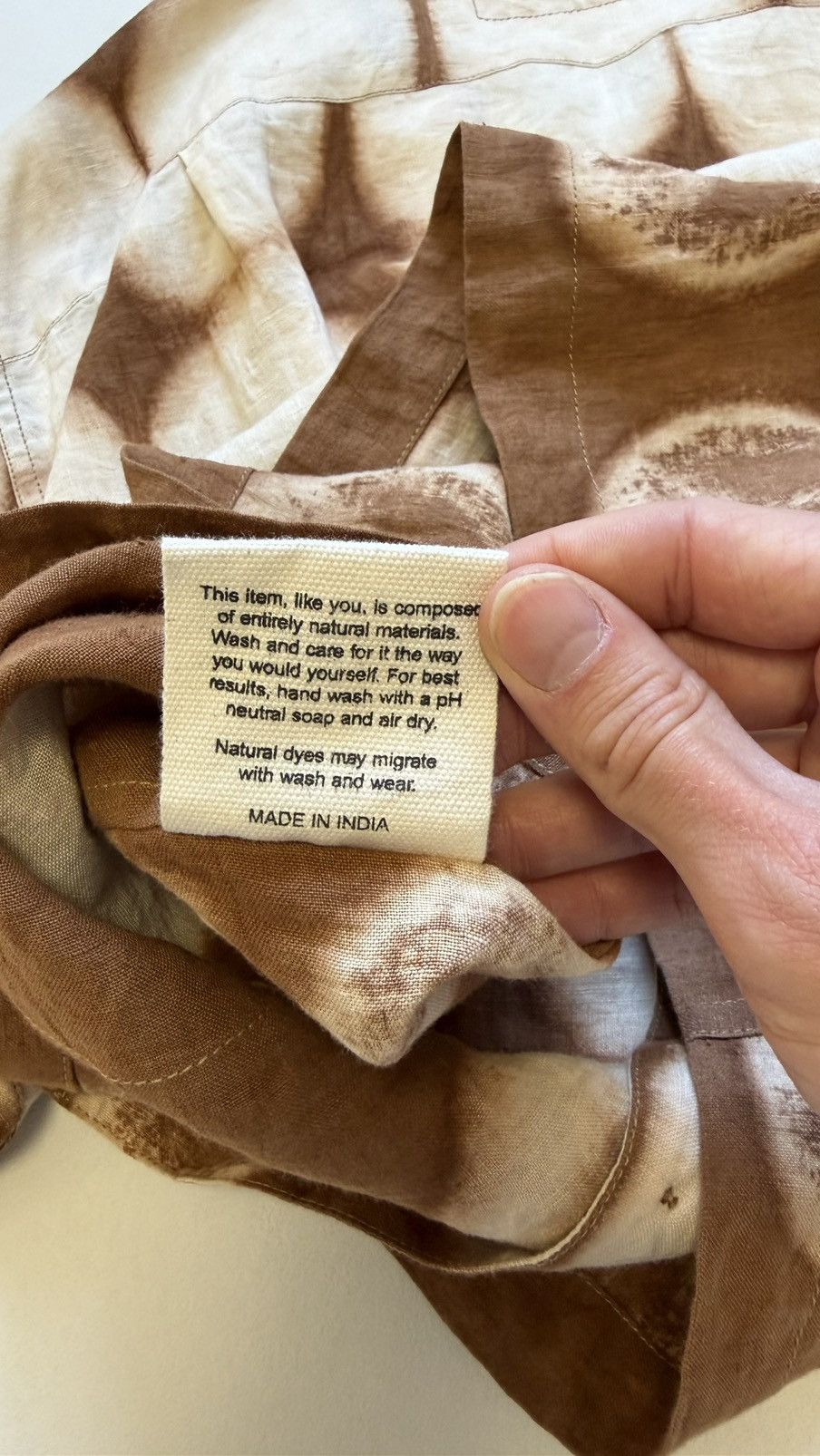 Story Mfg. Brown/Cream ‘Peace Tie Dye’ Shirt Size US XL / EU 56 / 4 - 11 Thumbnail