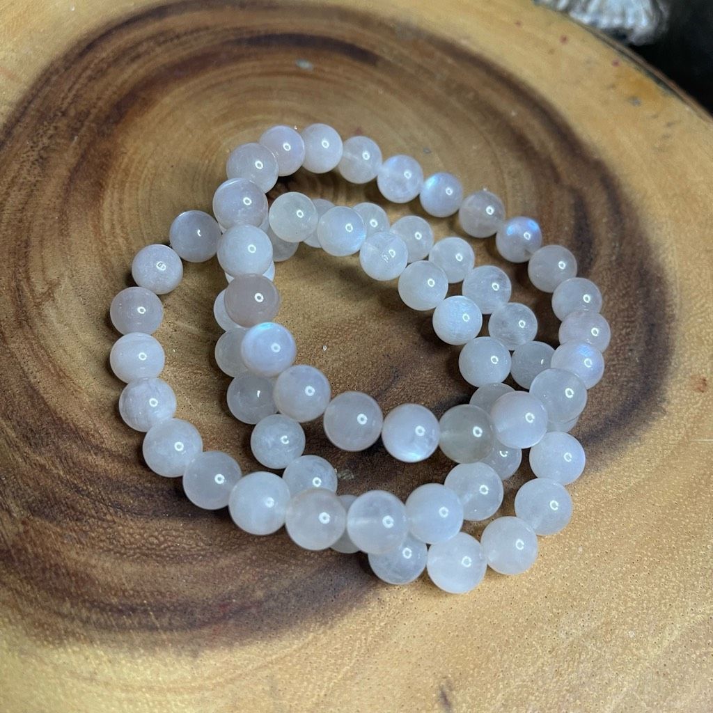Other White Moonstone beaded bracelet 7” crystal healing beads 8mm Size ONE SIZE - 7 Thumbnail