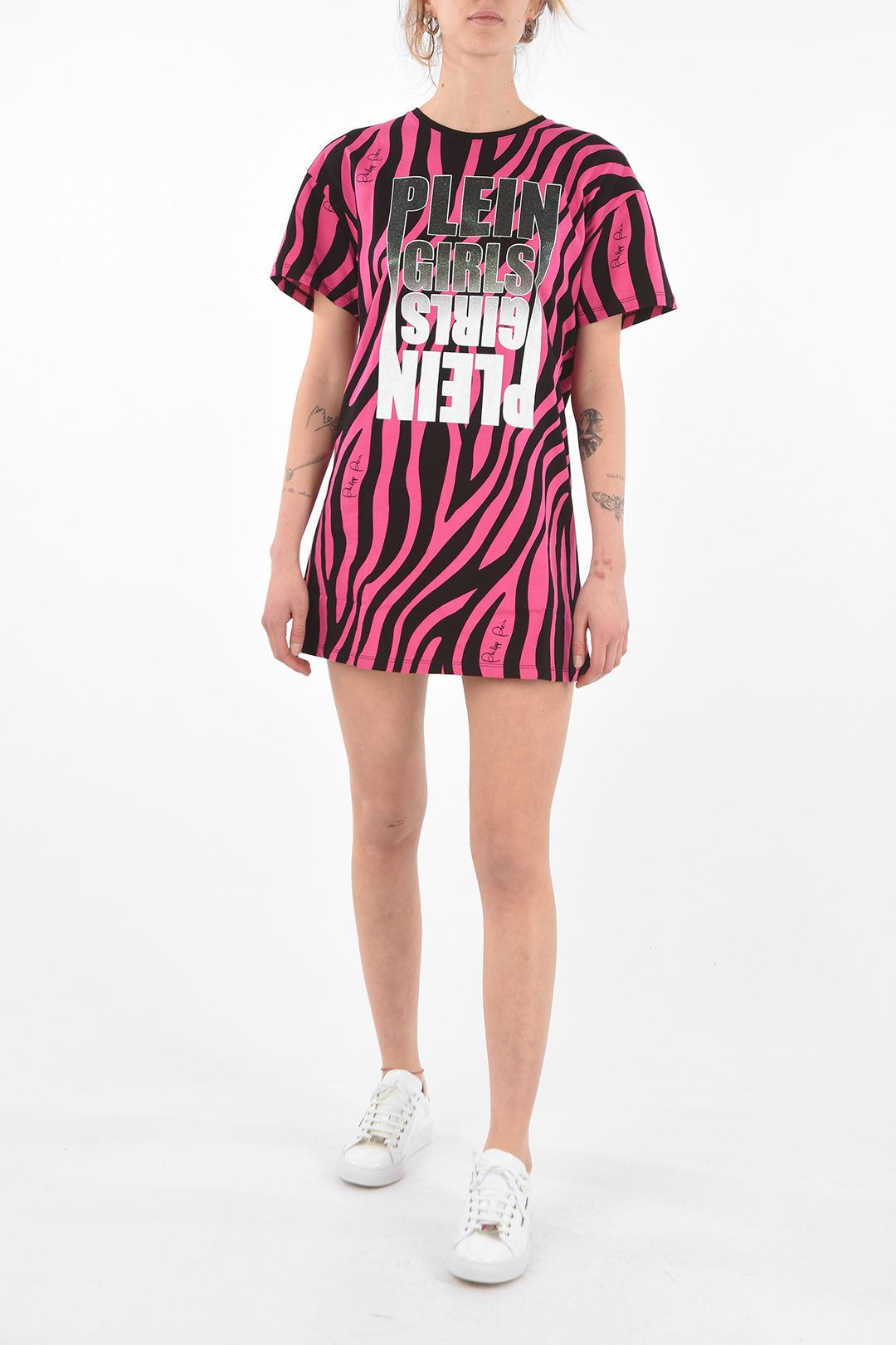 Philipp Plein og1mm0824 Zebra Plein Mini Tee Dress in Multicolor Size XS / US 0-2 / IT 36-38 - 1 Thumbnail
