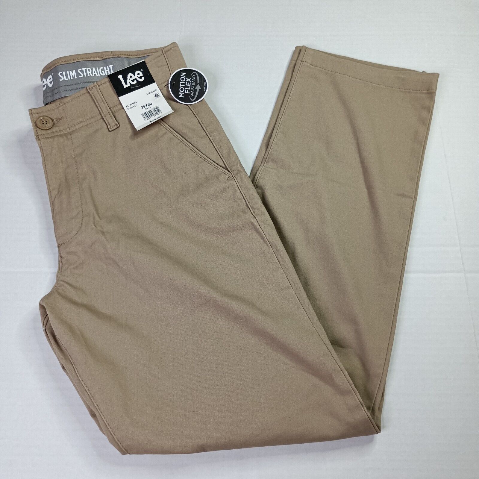 Lee Lee Flat Front Chino Motion Pants Men's 29x30 Beige Slim Fit Size US 29 - 1 Thumbnail