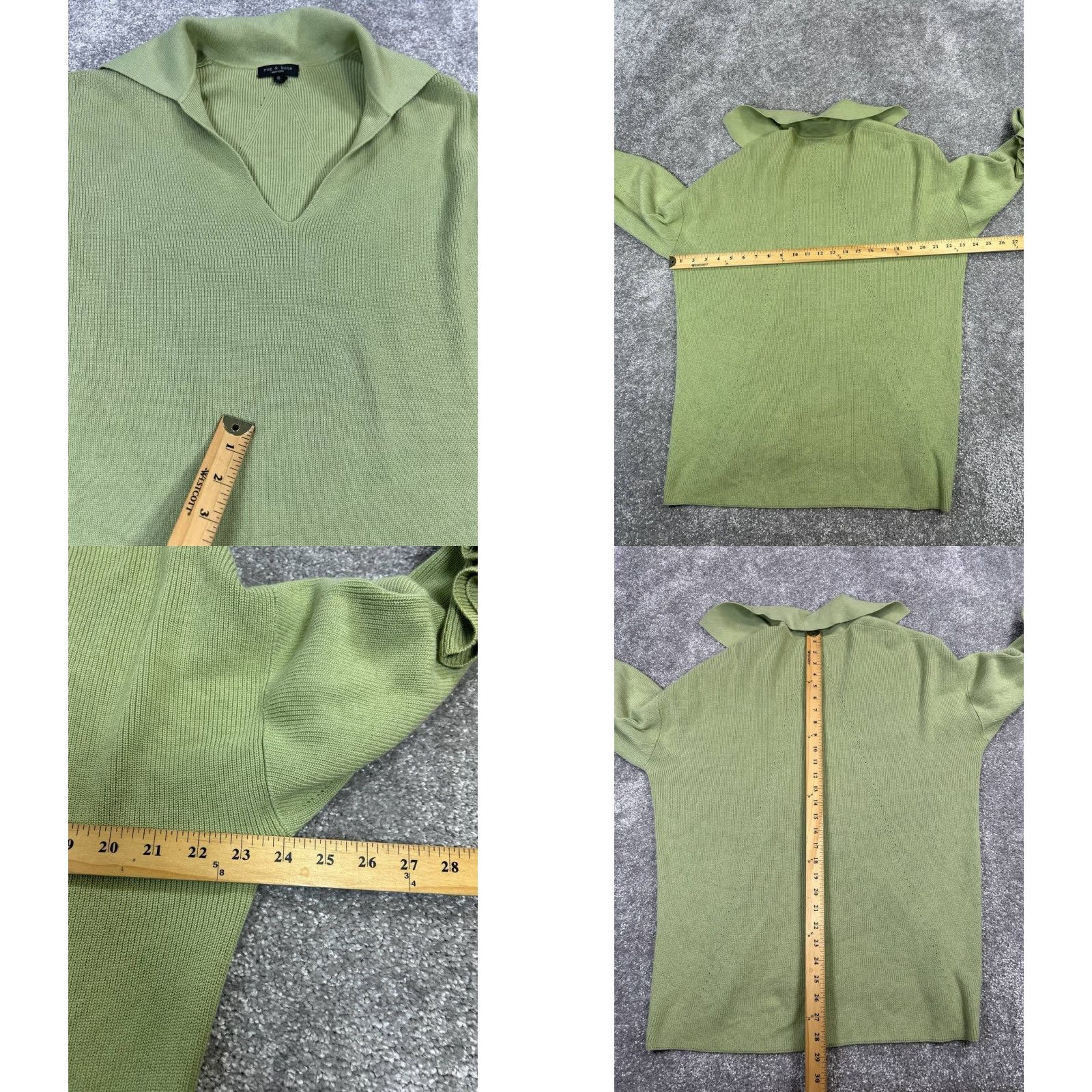 Rag & Bone rag & bone Sweater Womens Medium Green Cotton Knit Pullover Pullover V-Neck Casual Fall Winter Spring Size M / US 6-8 / IT 42-44 - 8 Thumbnail