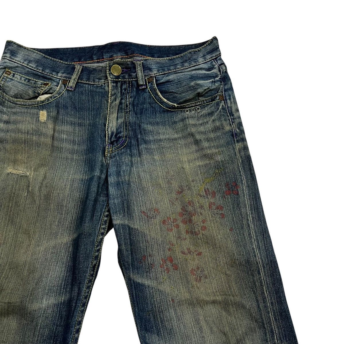 14th Addiction Vintage Takeo Kikuchi Distressed Art Denim Size US 33 - 11 Thumbnail