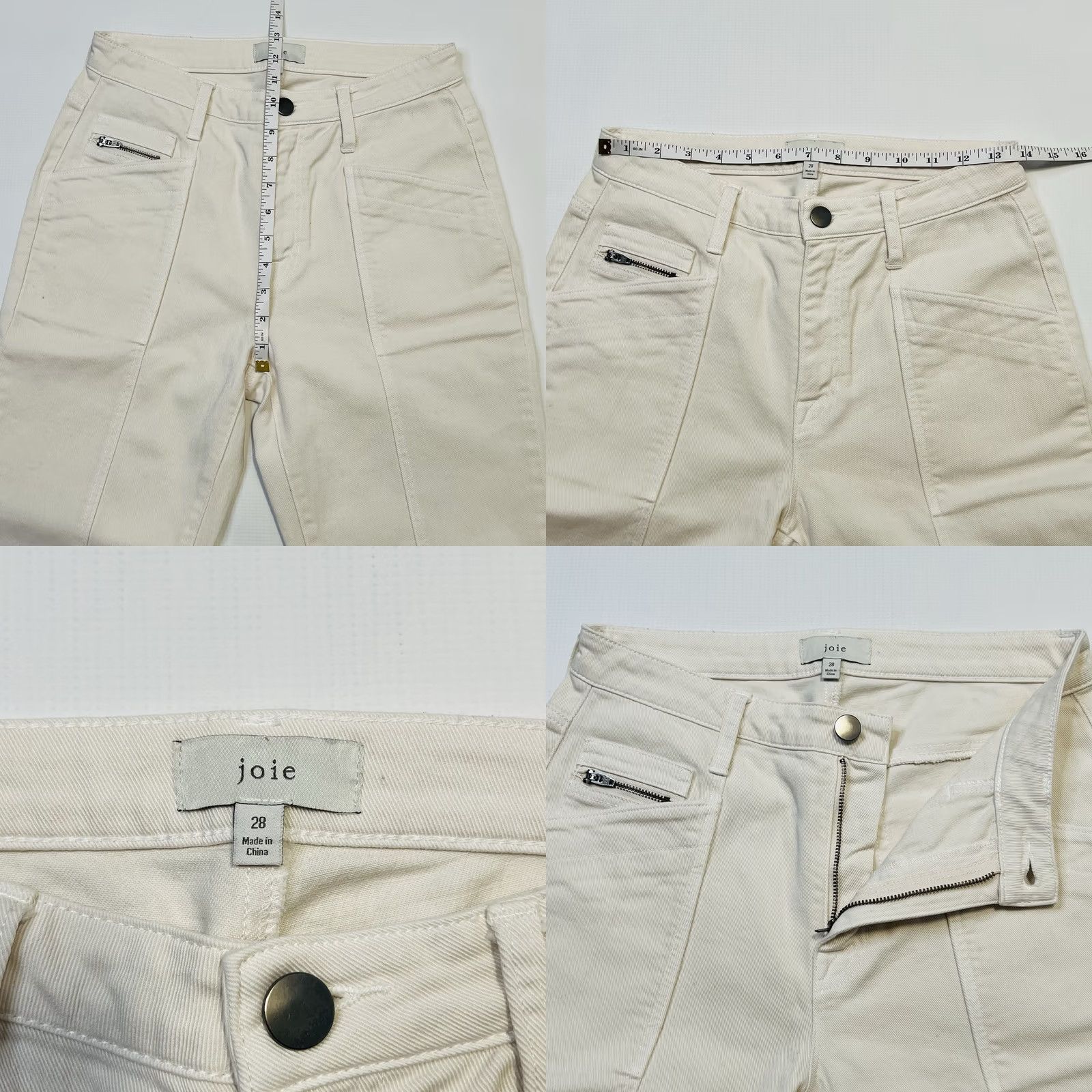 Joie JOIE Emersyn Utilitarian Jeans White Sand Size 28 Zipper Ankle Women Size 28" / US 6 / IT 42 - 8 Thumbnail