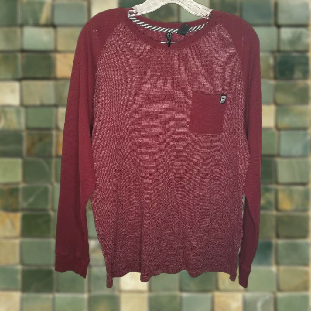 Vintage VINTAGE Distortion Shirt Mens 2XL Red Long Sleeve Round Neck 2XL Men Red Distortion Apparel—Basic Tee Size US XXL / EU 58 / 5 - 1 Thumbnail