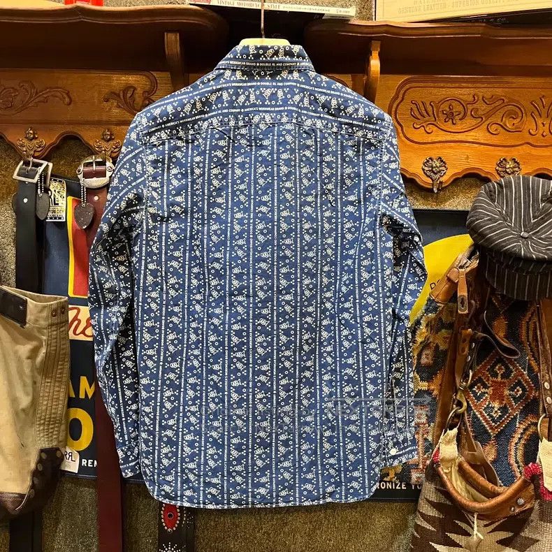 RRL Ralph Lauren RRL Ralph Lauren Blue-dyed printed logo shirt Size US M / EU 48-50 / 2 - 2 Thumbnail