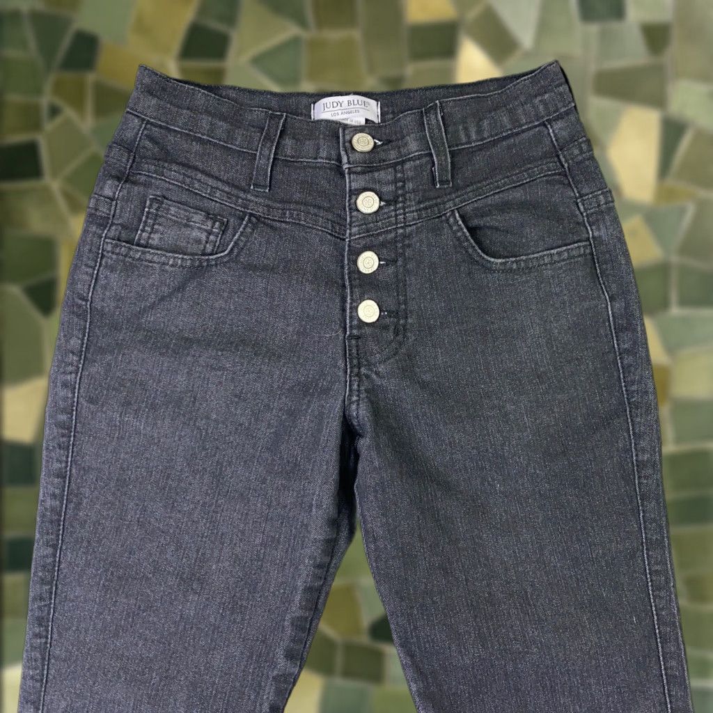 Vintage Judy Blue Jeans Womens Size 3/26 Grey Skinny Mid-Rise Exposed Button Fly Size 26" / US 2 / IT 38 - 1 Thumbnail