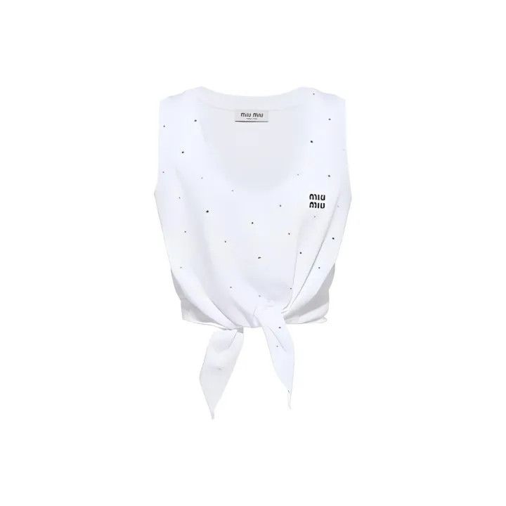 Miu Miu Miu Miu Crystal Logo Sleeveless T-Shirt 0079 Size XS / US 0-2 / IT 36-38 - 1 Thumbnail