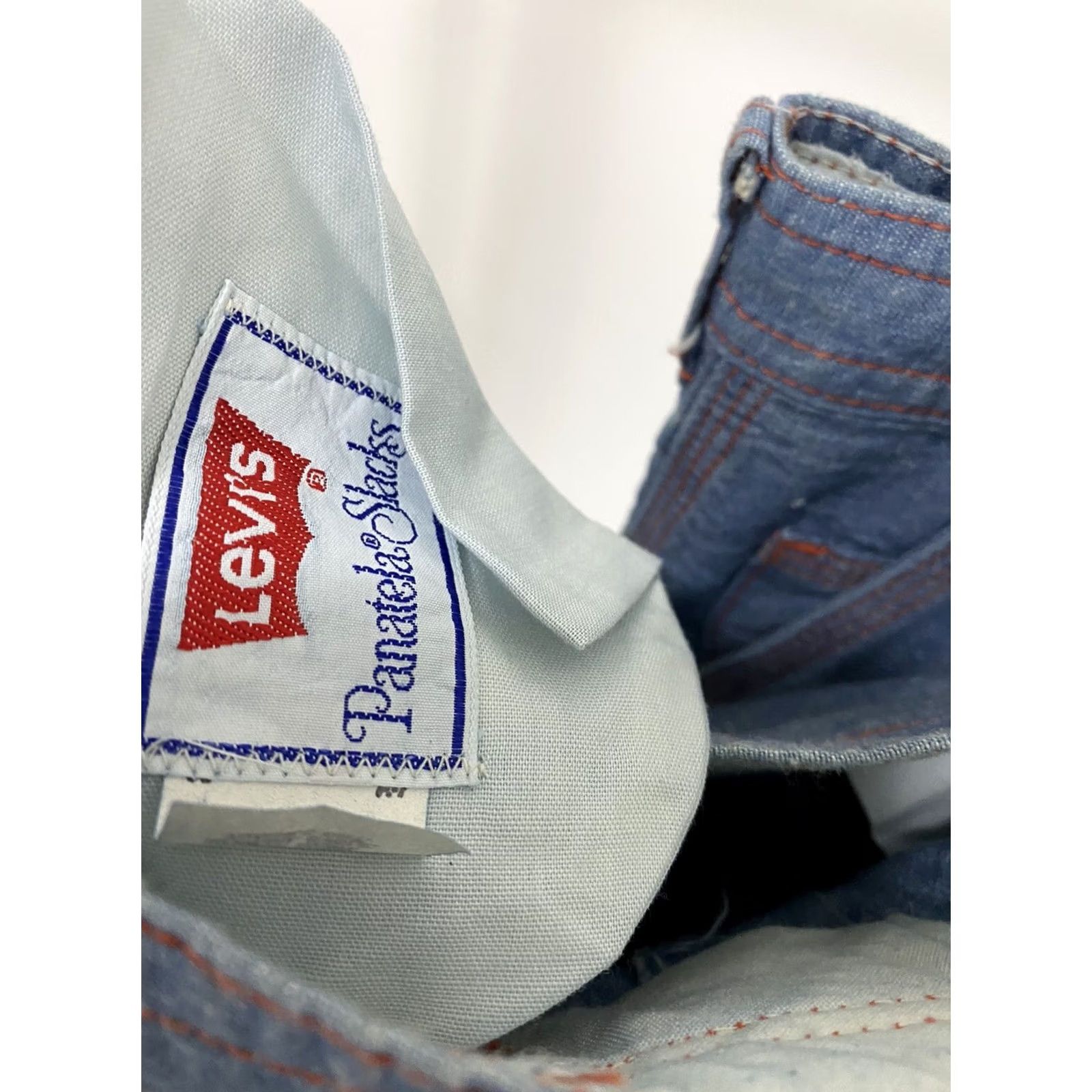 Levi's VINTAGE Levi's Chambray Bell Bottom Denim Slacks Hippie Pants Blue Mens 31x34 Size US 31 - 5 Thumbnail