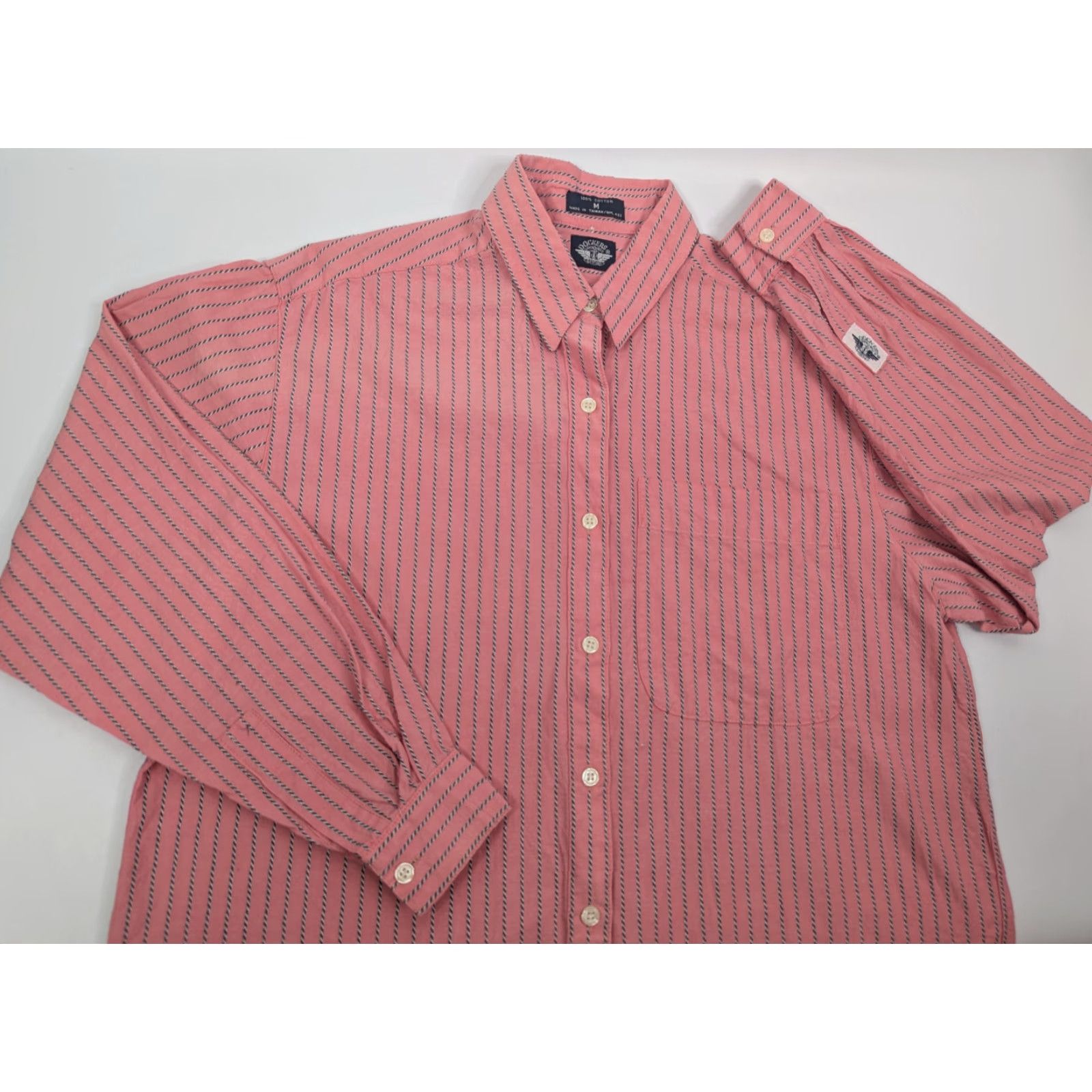 Levi's Vtg Levi’s Dockers Pink Striped Cotton Button Long Sleeve Western Shirt Size M / US 6-8 / IT 42-44 - 2 Thumbnail