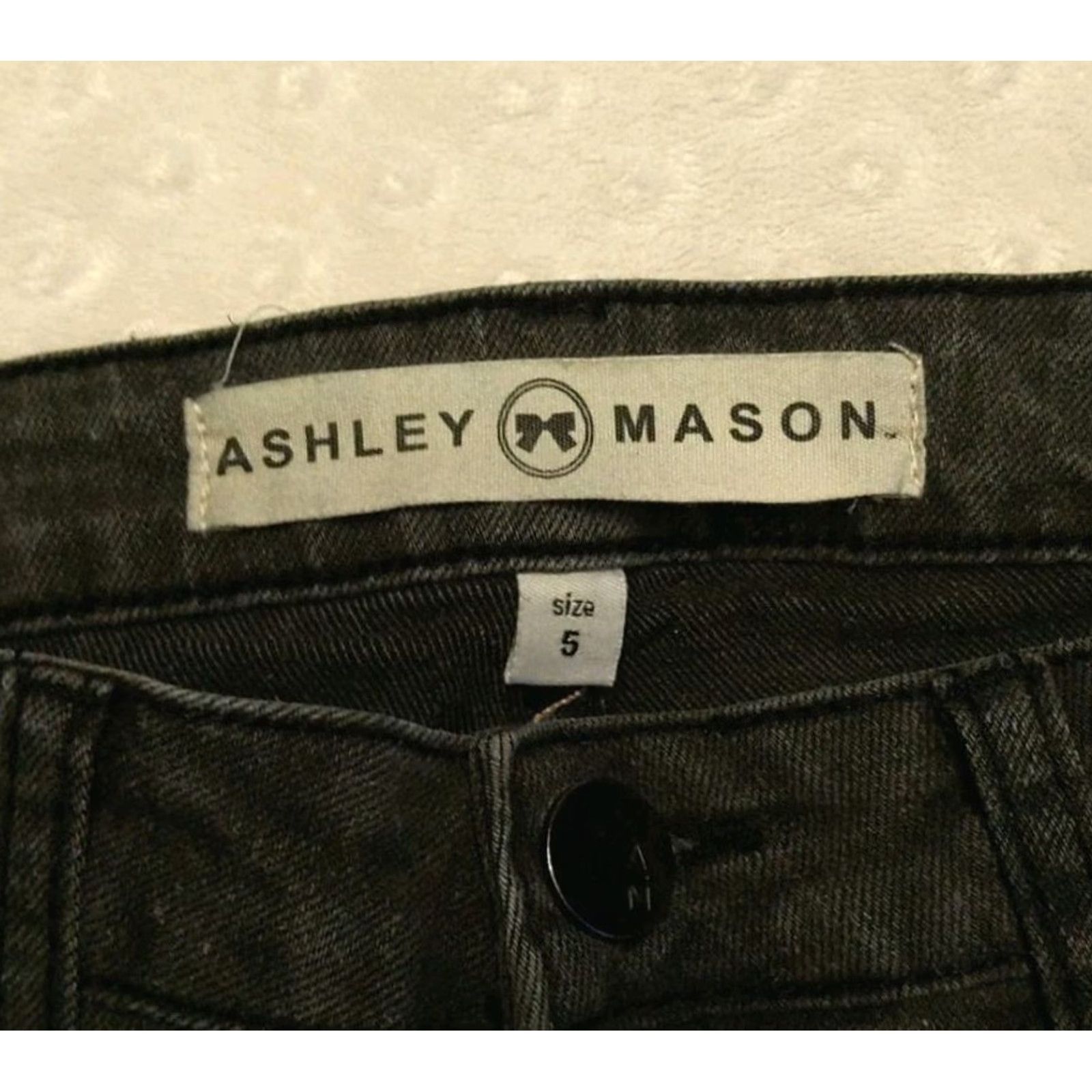 Denime Ashley Mason Jeans Women Size 5 Black Denim Straight Capris Distressed Front 5-Pocket Design Lounge Everyday Wear Size 27" / US 4 / IT 40 - 5 Thumbnail