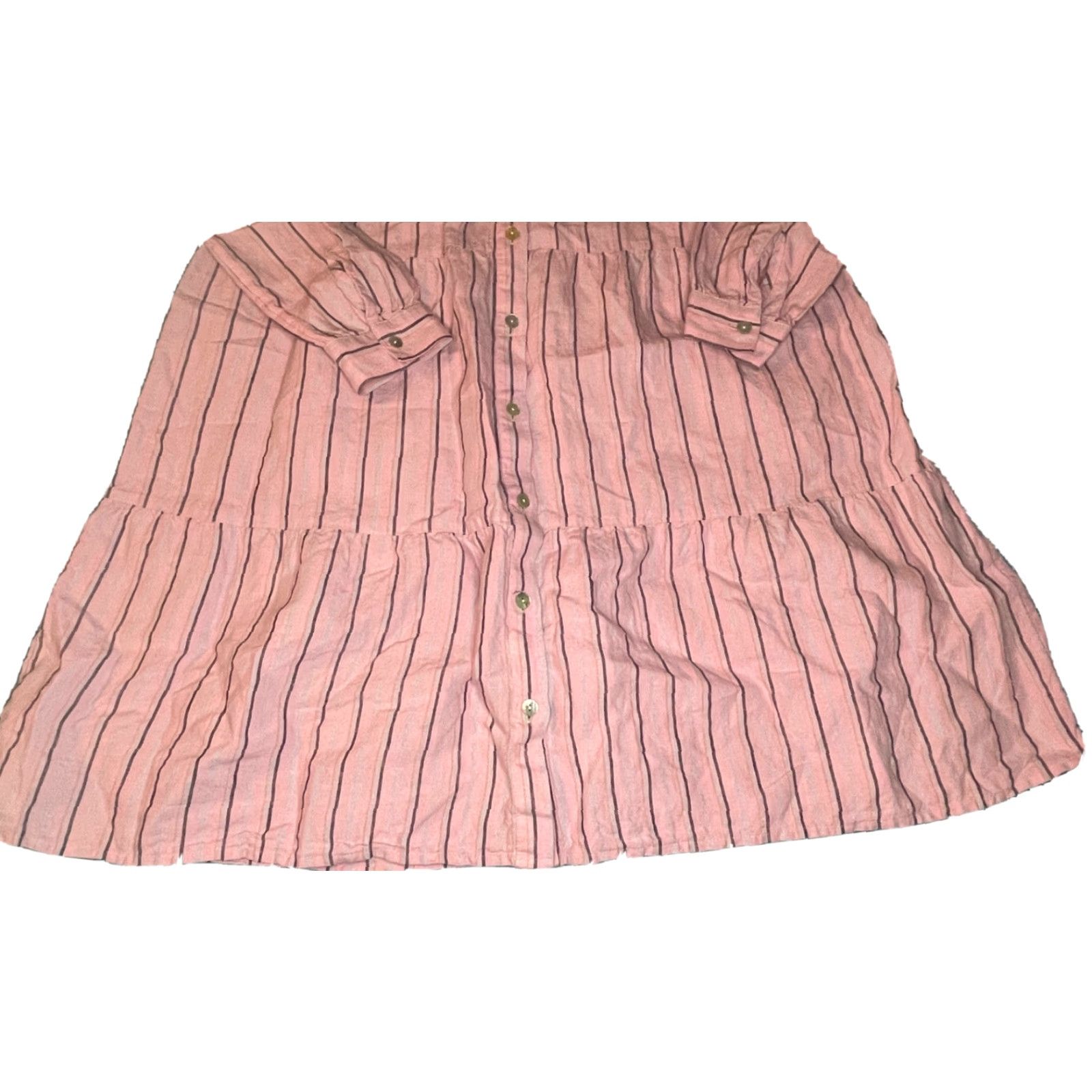 J. Jill J. Jill Love Linen Stripe Shirt Dress Pink Women's XS Size XS / US 0-2 / IT 36-38 - 5 Thumbnail