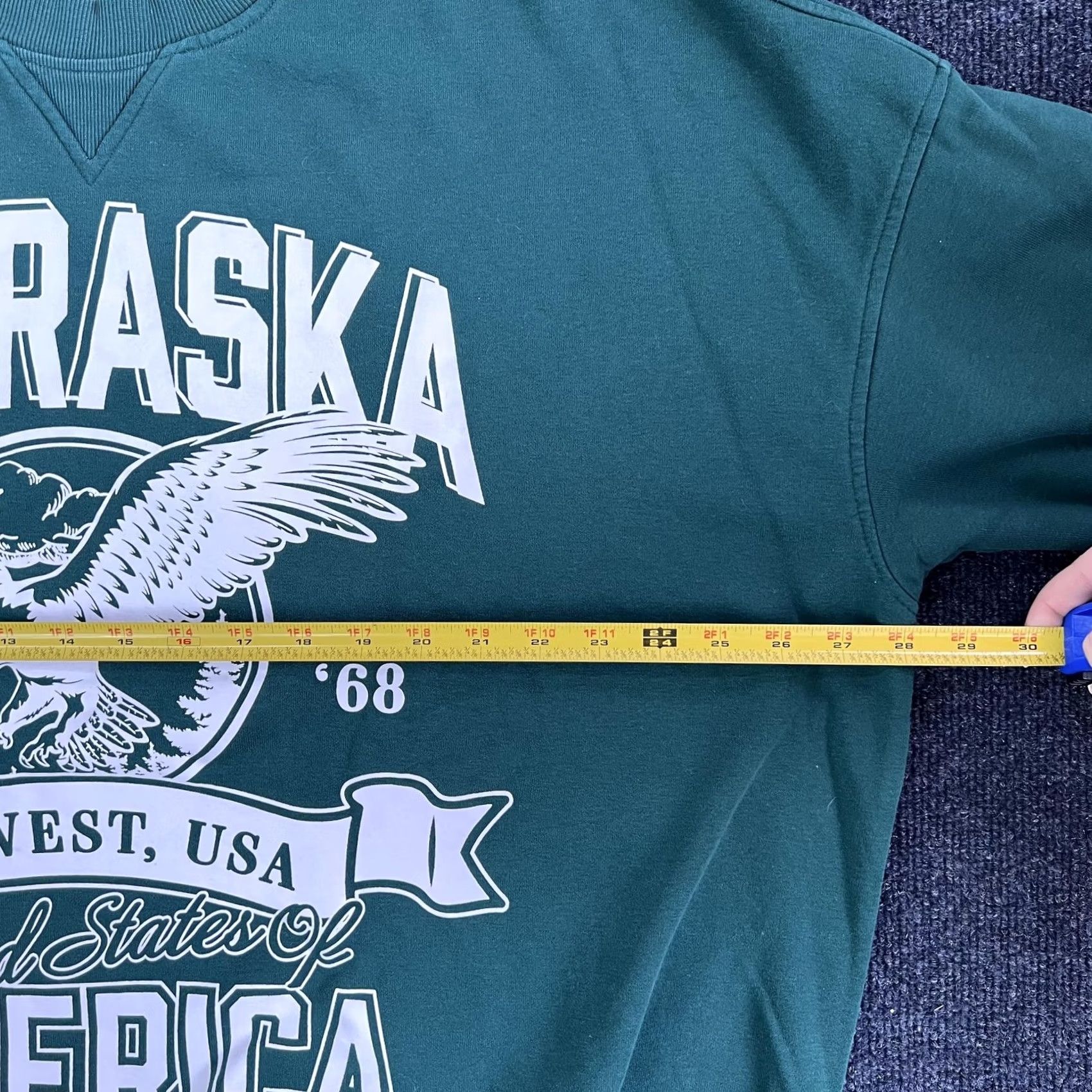 Vintage Nebraska Sweatshirt Mens 3XL Green Eagle Midwest USA America Graphic Fleece Size US XXL / EU 58 / 5 - 7 Thumbnail