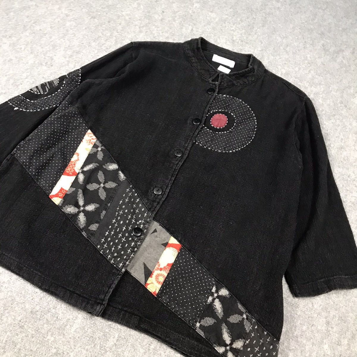 Japanese Brand MODE ASIAN PATCHWORK BUTTON JACKET WOMAN JAPAN Size L / US 10 / IT 46 - 2 Thumbnail