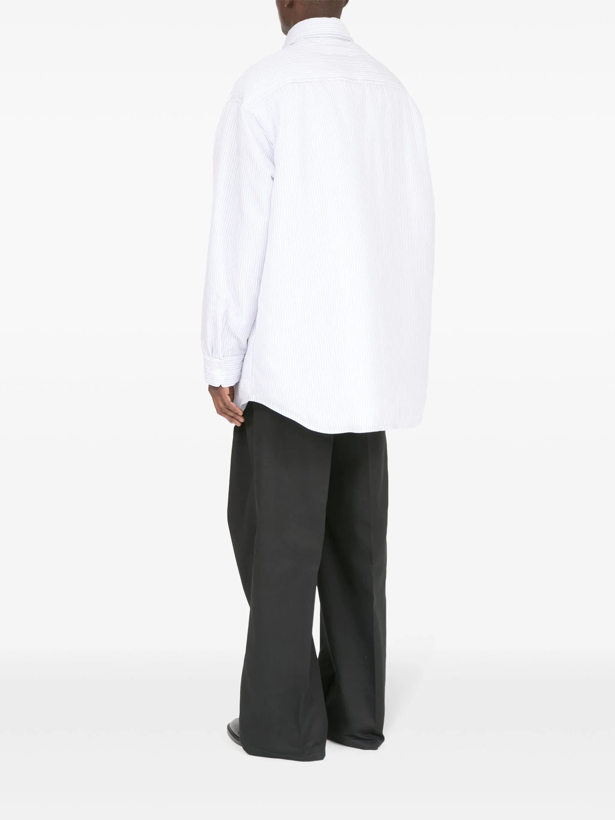 Maison Margiela oc11z0925 Stripe Print Poplin Shirt in White Size US L / EU 52-54 / 3 - 5 Thumbnail