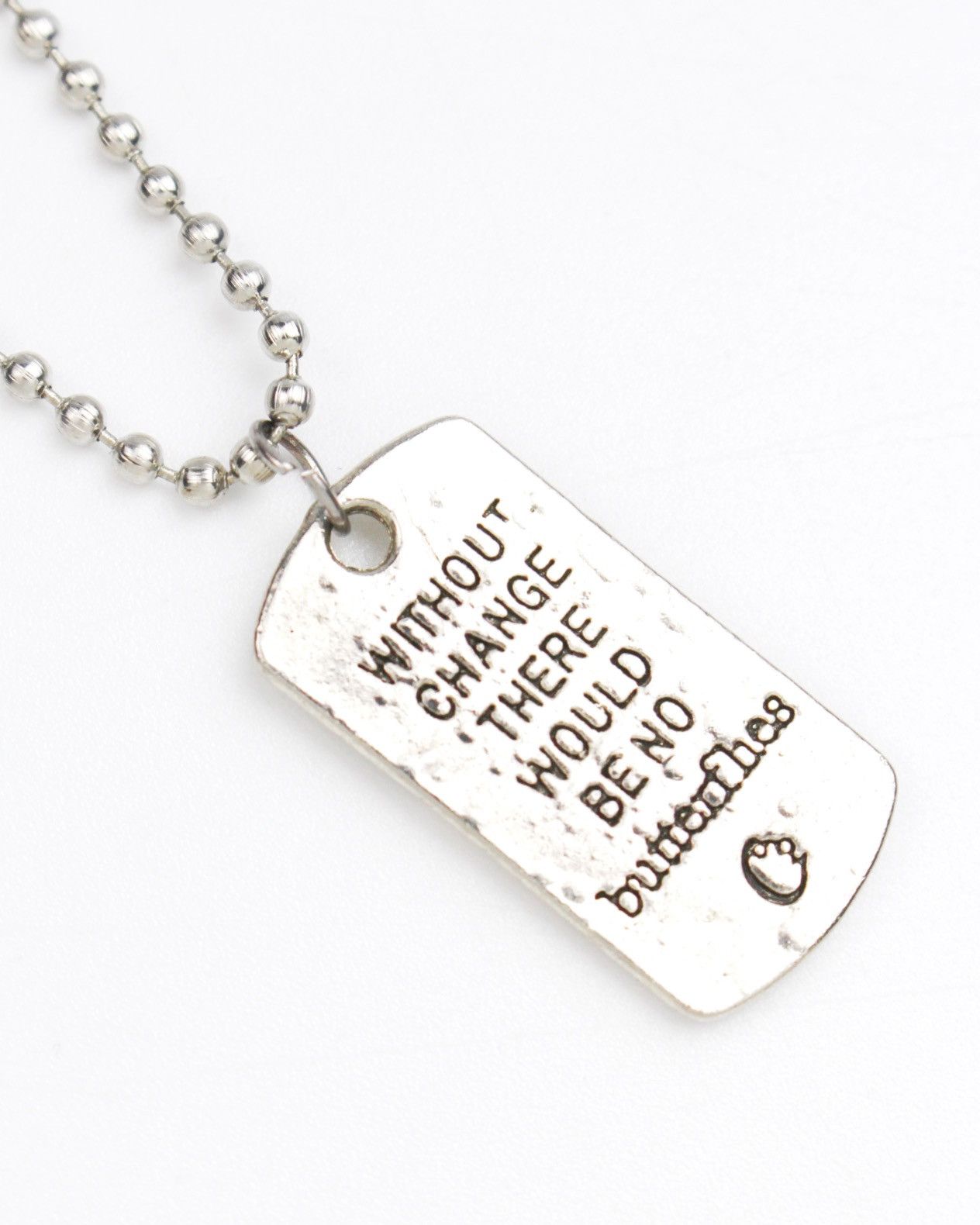 Vintage 2000S JAPANESE MADE FEAR NOT BUTTERFLY MESSAGE TAG NECKLACE Size ONE SIZE - 4 Thumbnail