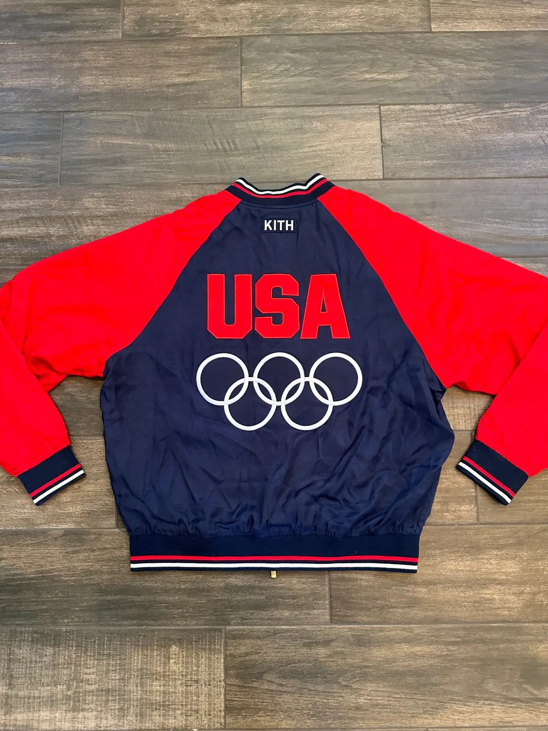image of Kith For Team Usa Souvenir Jacket Eagles Olympics in Navy, Men's (Size Large)