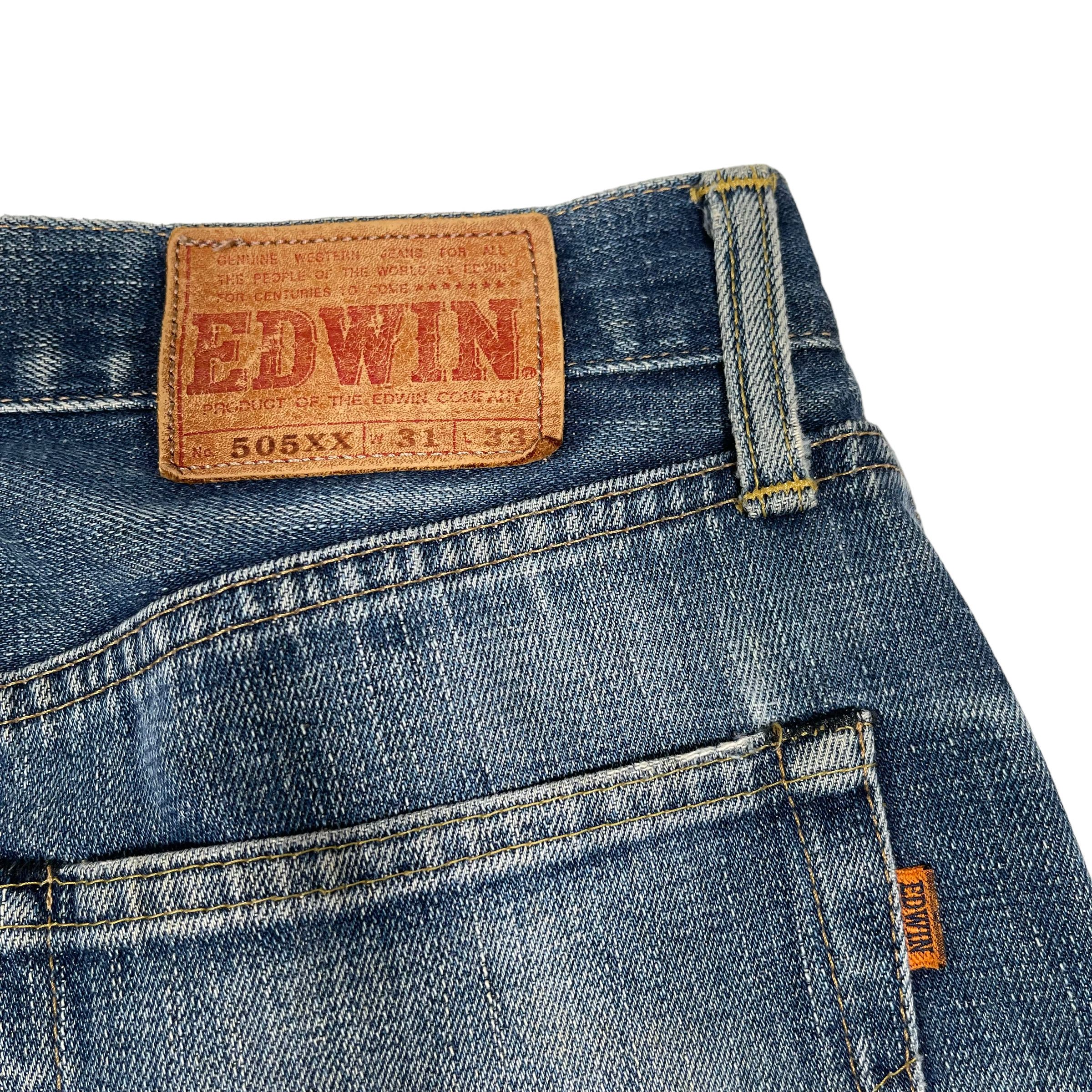 Edwin × Vintage Vintage 1980s Edwin 505 Selvedge Washed Distressed Jeans Size US 30 / EU 46 - 10 Thumbnail