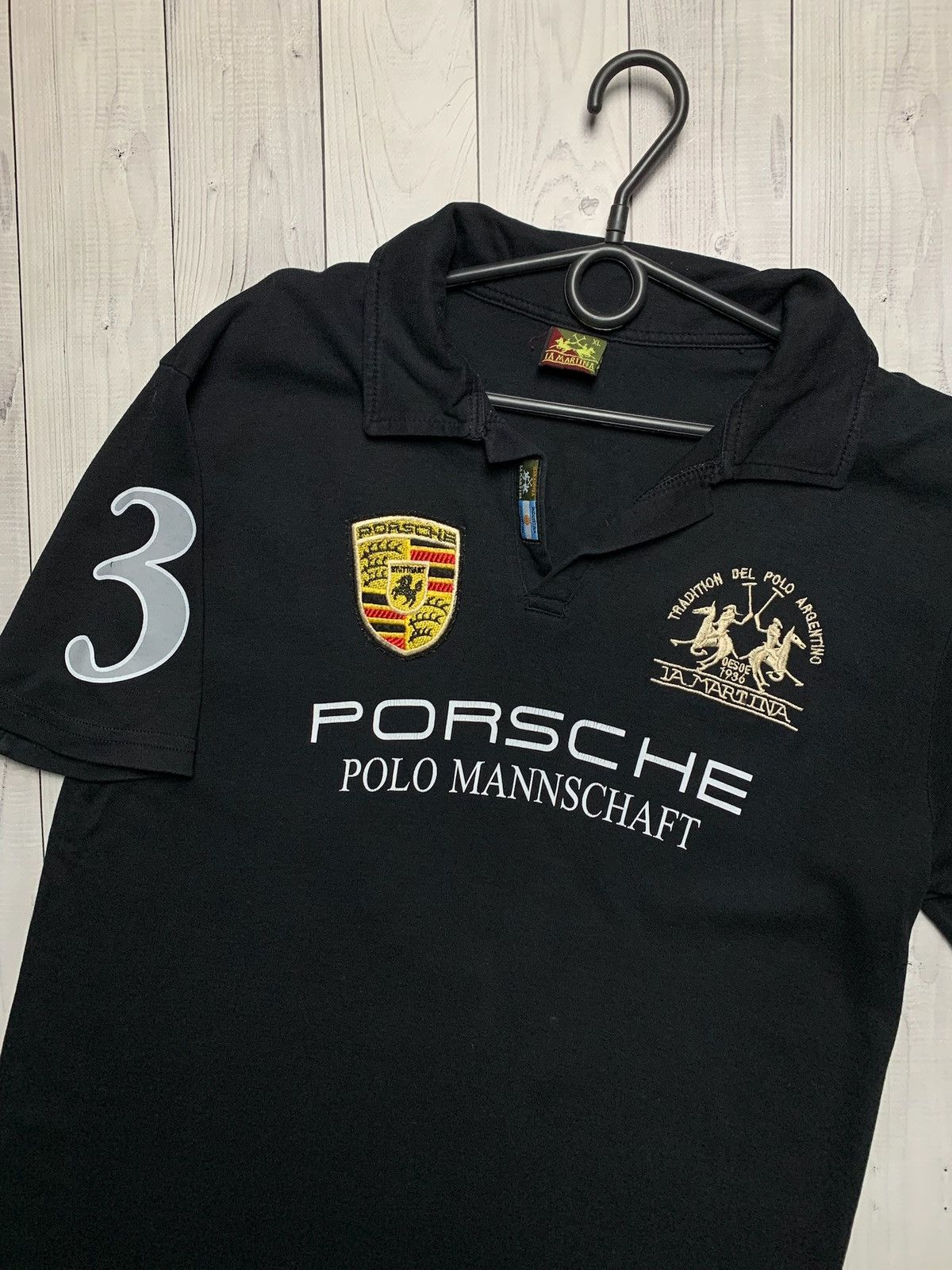 Porsche Design × Vintage Vintage L A Martina Porshe racing polo black size L Size US L / EU 52-54 / 3 - 3 Thumbnail