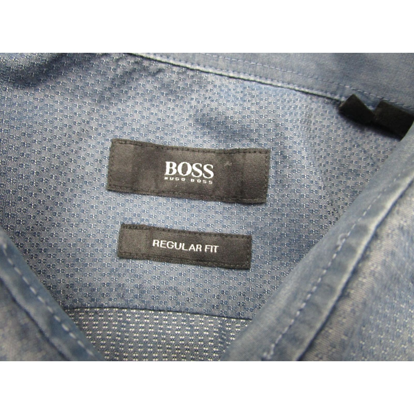 Hugo Boss Hugo Boss Shirt Mens Large Blue Regular Fit Lukas_1F Geometric Dress Long Sleeve Size 42R - 6 Thumbnail