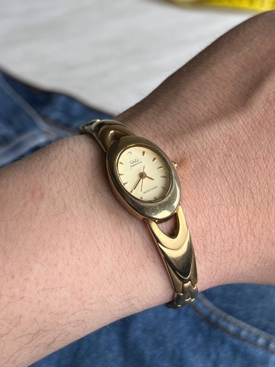 Japanese Brand × Vintage 1990S Q&Q FUTURISTIC BRACELET JAPANESE WATCH YELLOW DIAL Y2K Size ONE SIZE - 1 Thumbnail