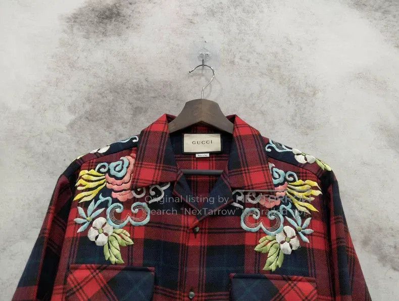 Gucci Gucci Red plaid embroidered shirt Size US M / EU 48-50 / 2 - 4 Thumbnail