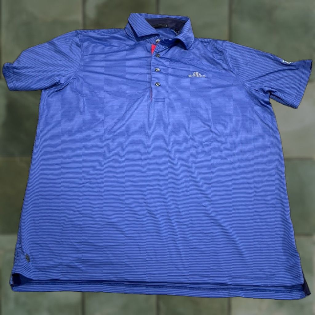 Vintage Greyson Polo Shirt Mens L Blue Striped Performance Stretch Golf Polo Shirt Size US L / EU 52-54 / 3 - 1 Thumbnail