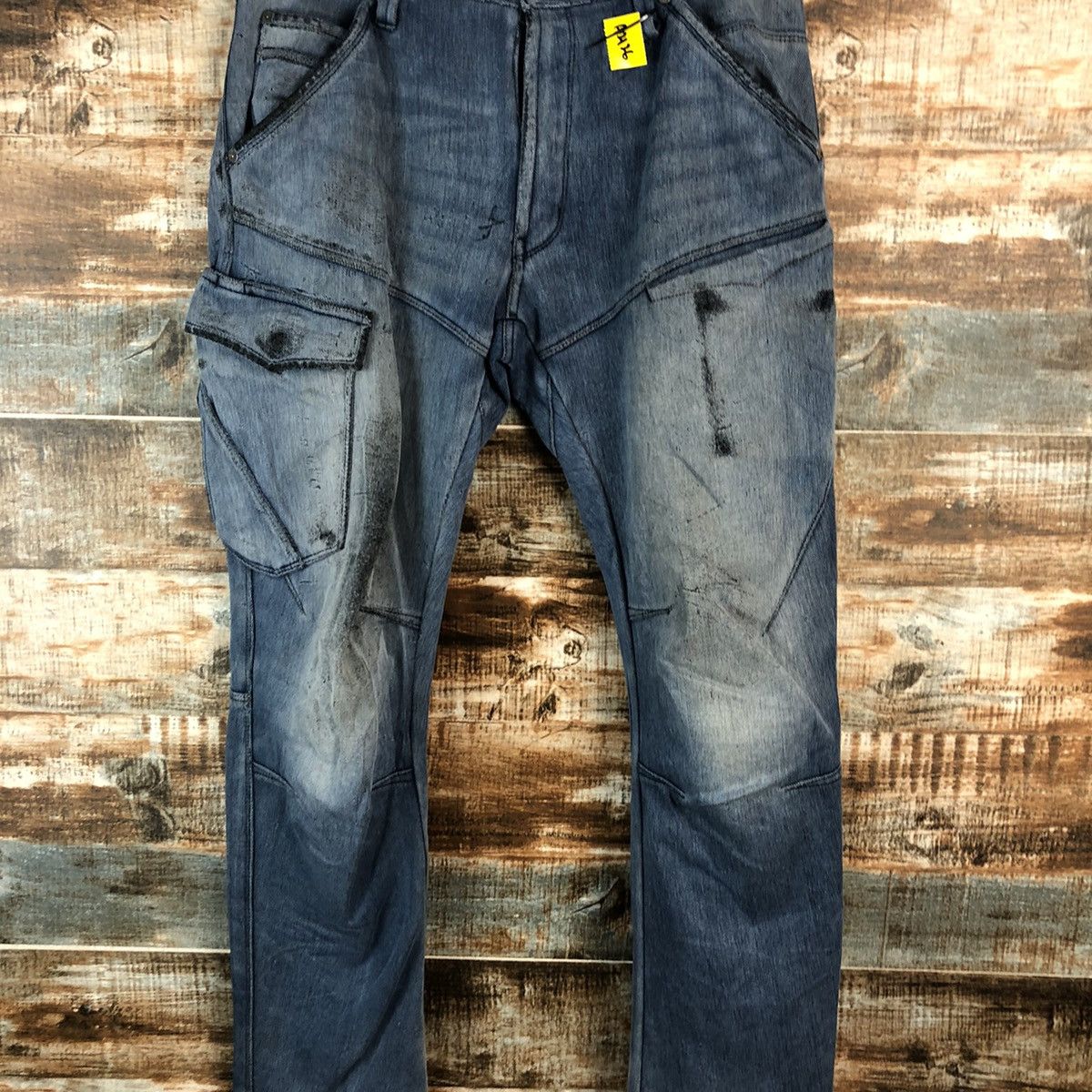 Japanese Brand Field Core Blue ripped Distressed Denim cargo Pants #A2126 Size US 29 - 5 Thumbnail