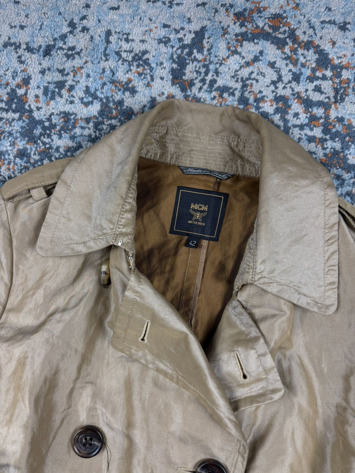 Designer × MCM × Vintage Vintage 90s MCM metal fiber long trench coat with belt Size S / US 4 / IT 40 - 6 Thumbnail