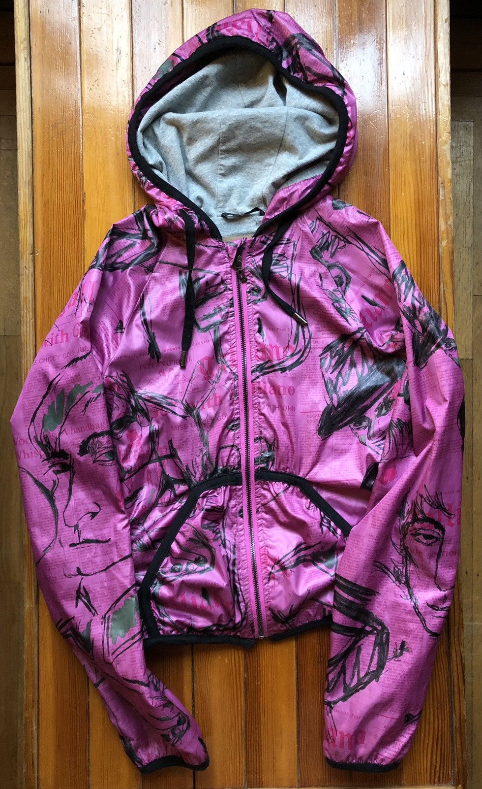 image of Galliano x John Galliano Iconic Gazette & Faces Pink Windbreaker, Women's (Size XS)
