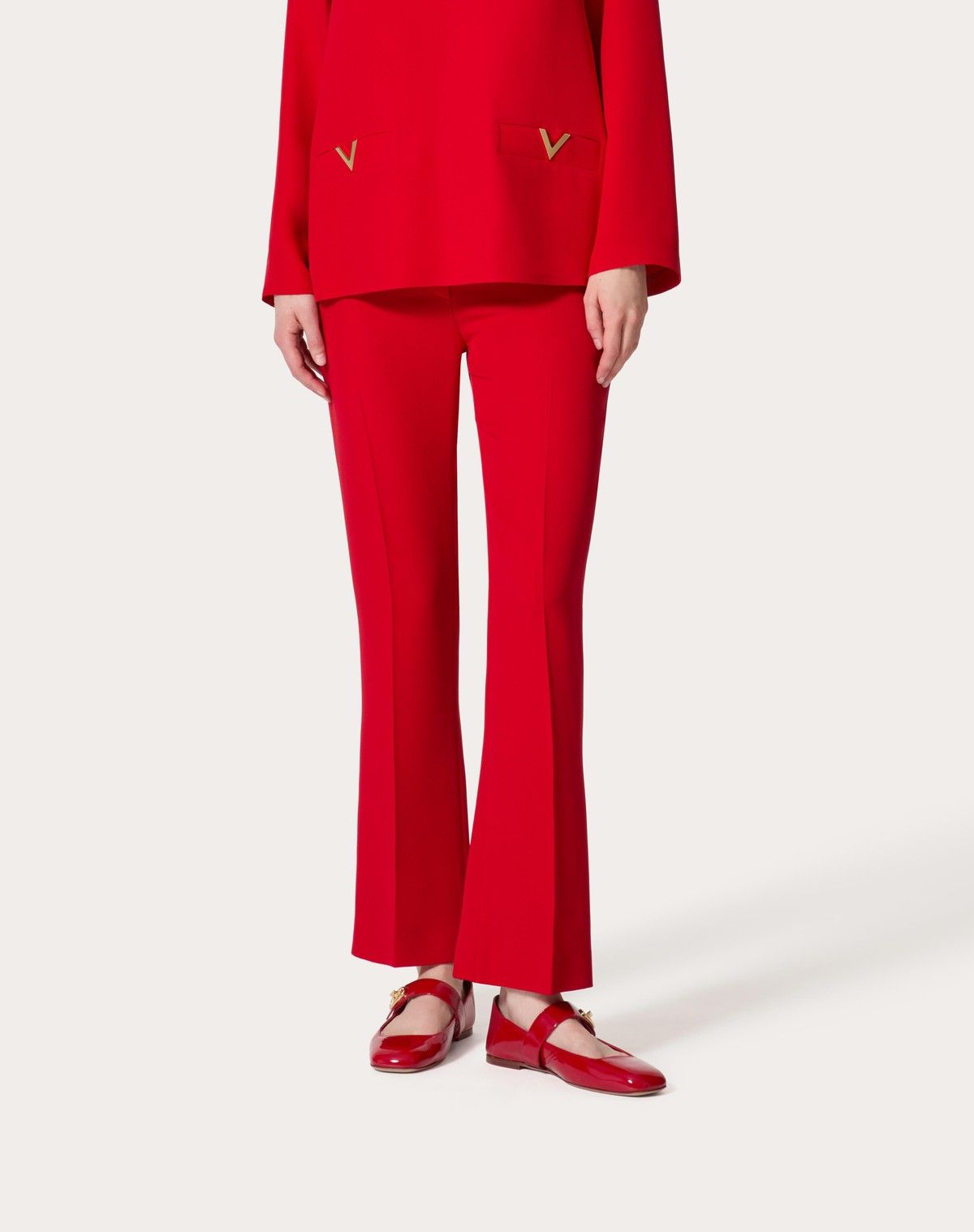 Valentino o1s1wg110525 Cady Couture Trousers in Red Size 27" / US 4 / IT 40 - 4 Thumbnail