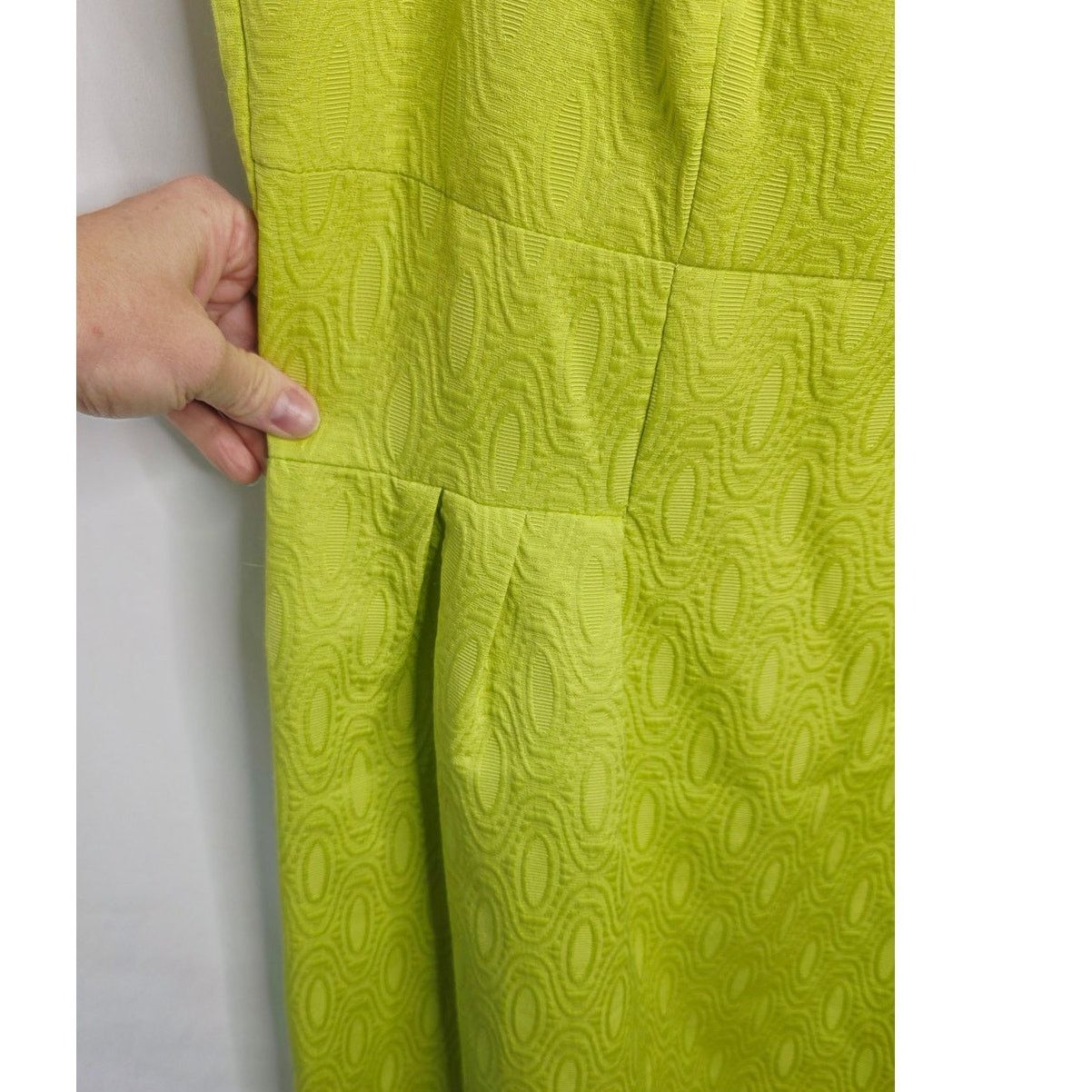 Other K Studio Lime Green Retro Jacquard Pleated Shift Dress Size XXL / US 16-18 / IT 52-54 - 7 Thumbnail