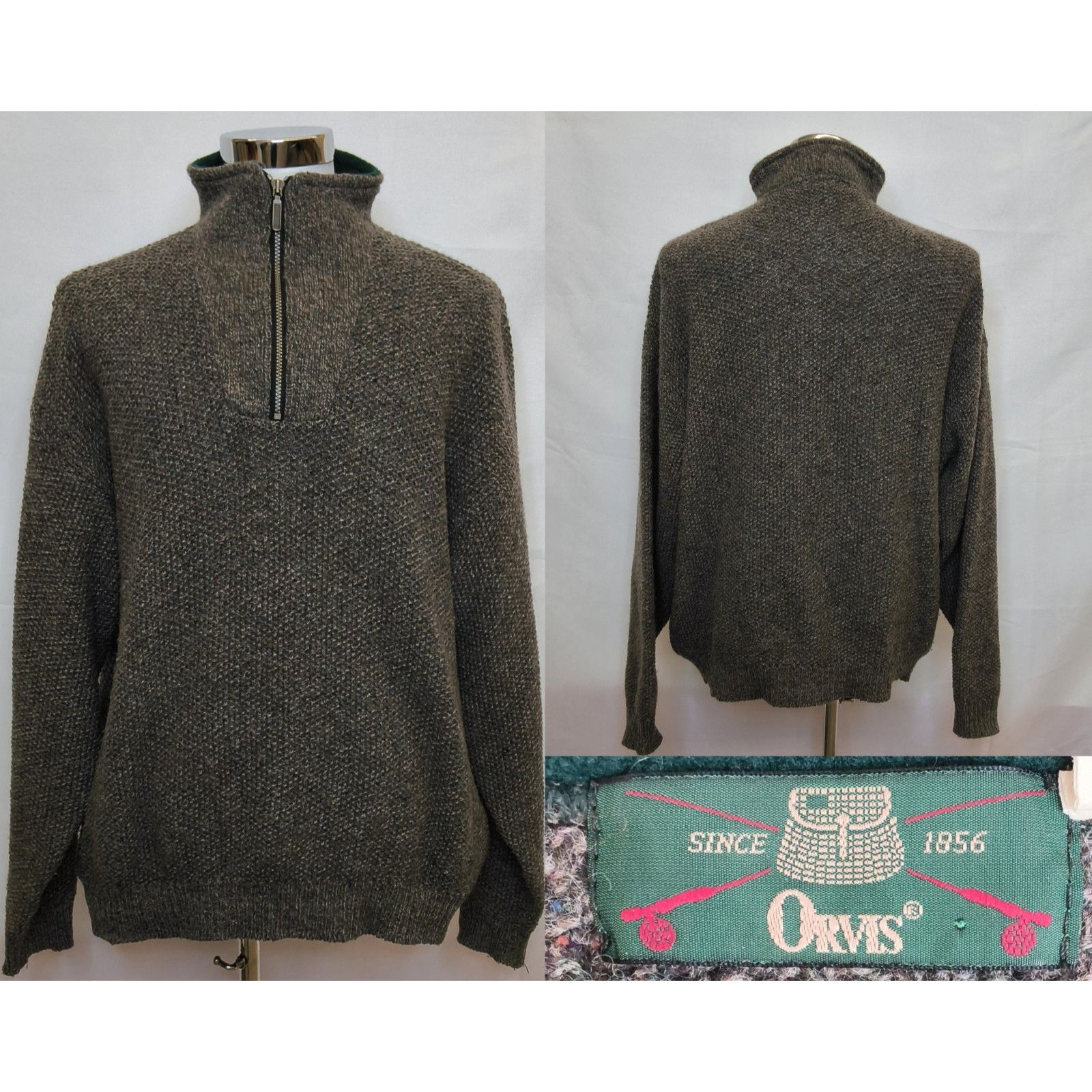 Orvis Orvis Zip Wool Sweater Men's 2XL Brown Vintage Outdoor USA Size US XXL / EU 58 / 5 - 1 Thumbnail